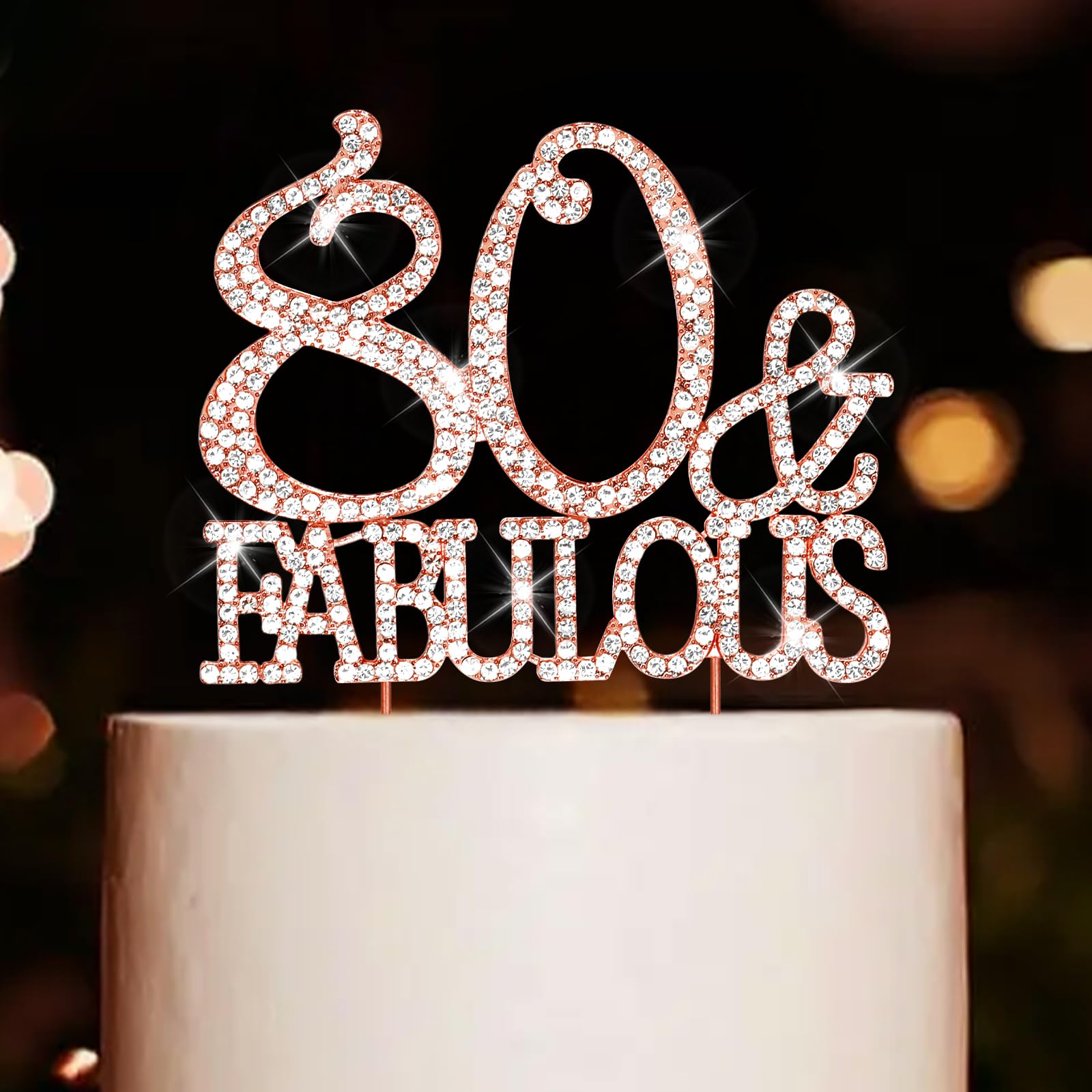 CIEHER Topper per torta per 80° compleanno, con strass in