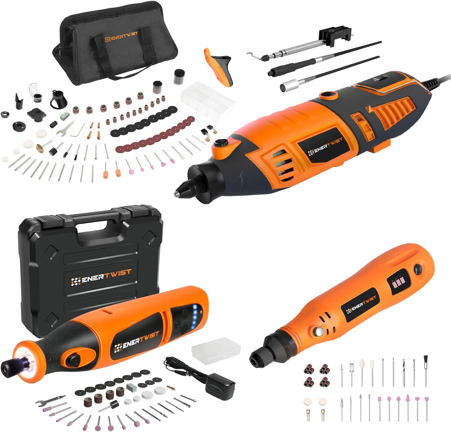 Enertwist 4V & 8V Cordless Rotary Tool and 170W Electric Rotary Tool