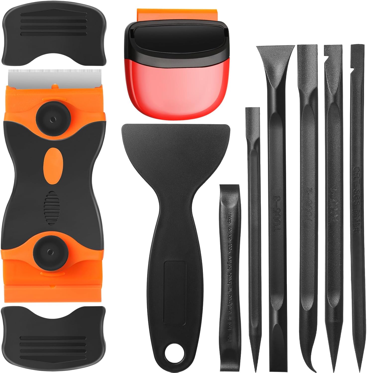 Tallew 9 Pcs Plastic Scraper Tool Sticker Plastic Razor Blade Scraper Plastic Pick Plastic Non Scratch Tool Putty Knife for Window Floor Label Removal Paint Cleaning(Black)