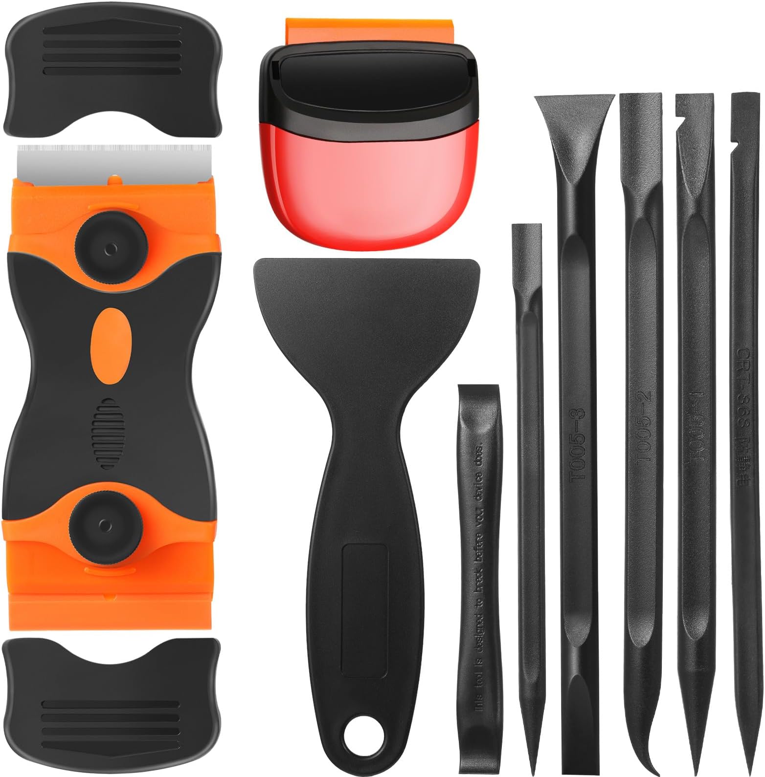 Tallew 9 Pcs Plastic Scraper Tool Sticker Plastic Razor Blade Scraper Plastic Pick Plastic Non Scratch Tool Putty Knife for Window Floor Label Removal Paint Cleaning(Black)