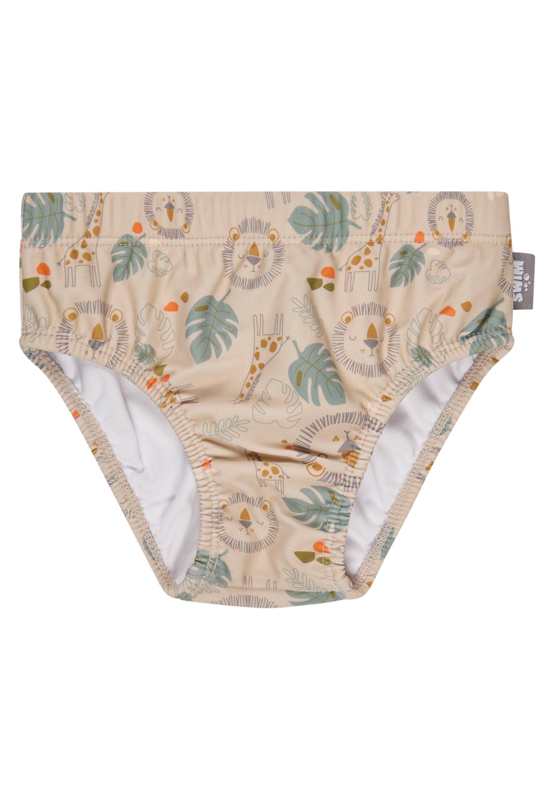 Sterntaler Badehose Safari – Baby- & Kinderschwimmhose aus Bademodenstoff mit Elasthan, Safari-Muster, Kordelzug und UV-Schutz 50+ – Beige, Größe 68