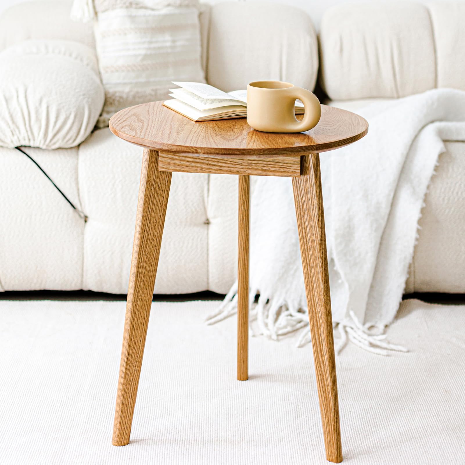 MU RONG サイドテーブル ブラウン 直径60cm 高さ60cm MU RONG サイドテーブル ブラウン 直径60cm 高さ60cm MU RONG