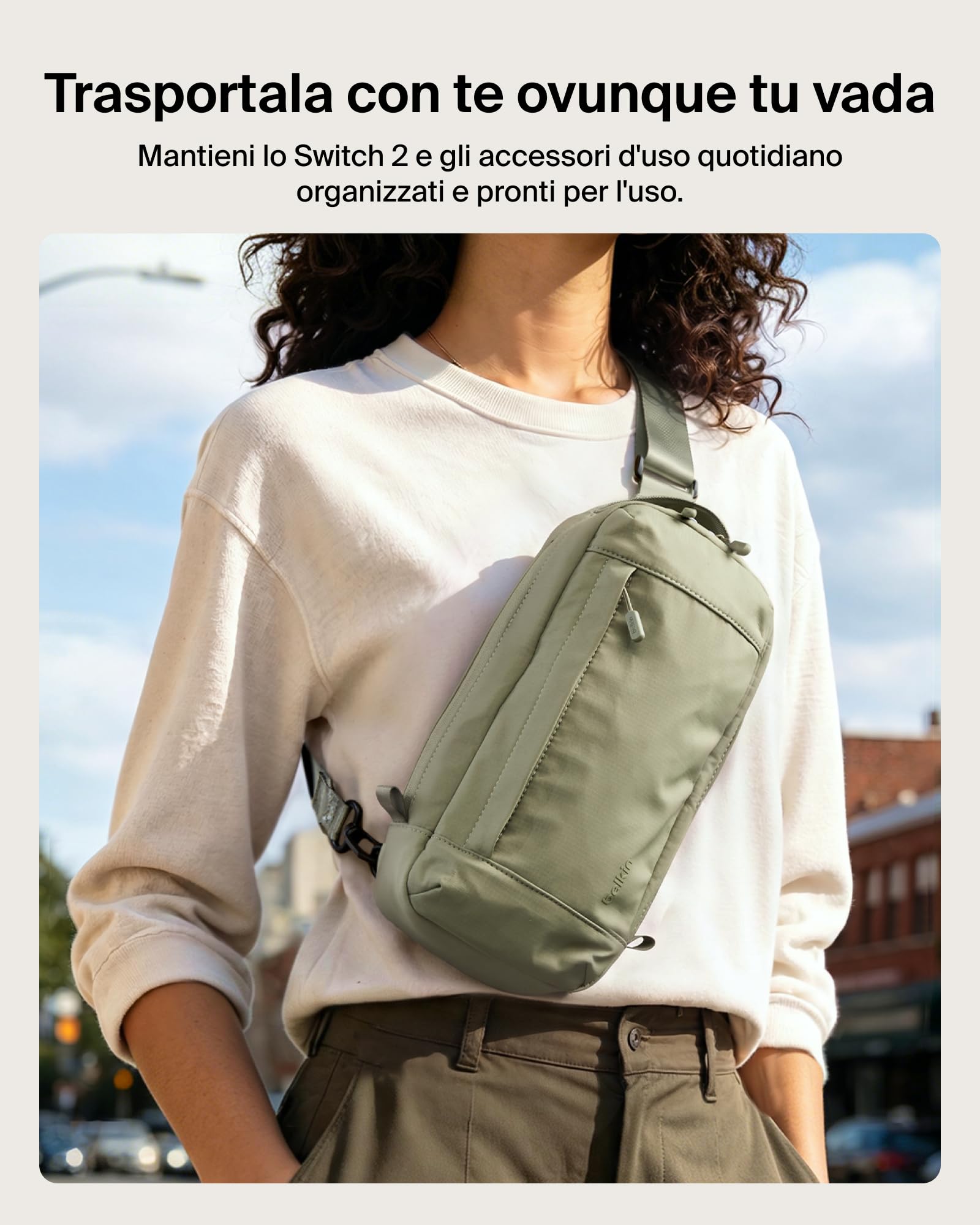 Belkin Gaming Borsa per Nintendo Switch 2 Protettiva da Viaggio - Verde | Borsa Crossbody, Custodia Protettiva da Trasporto per Accessori Console, Interno Morbido, Leggera, 10 Slot per Schede Giochi