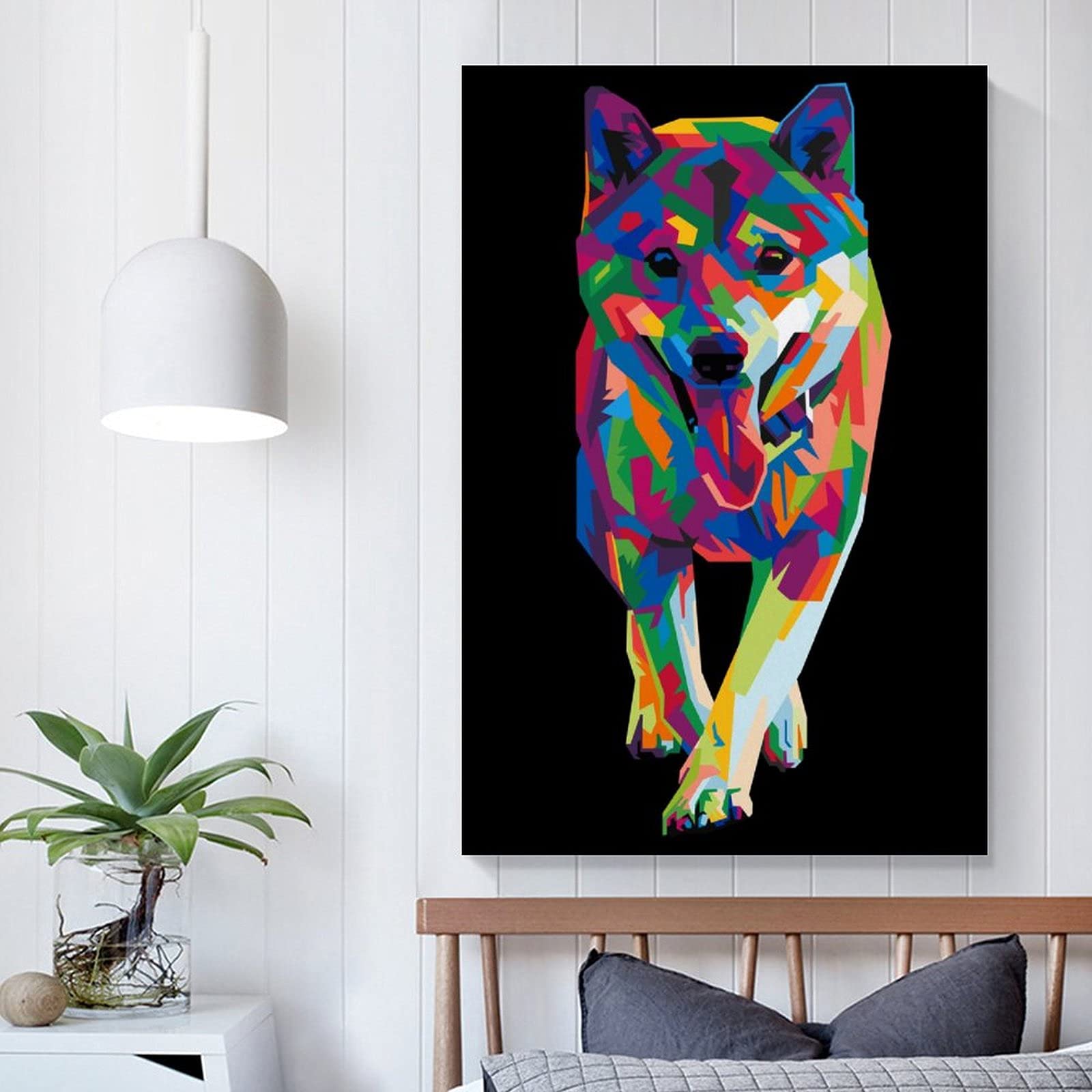 Amazon｜カラフルな柴犬ポップアートインテリアアートポスター絵画装飾