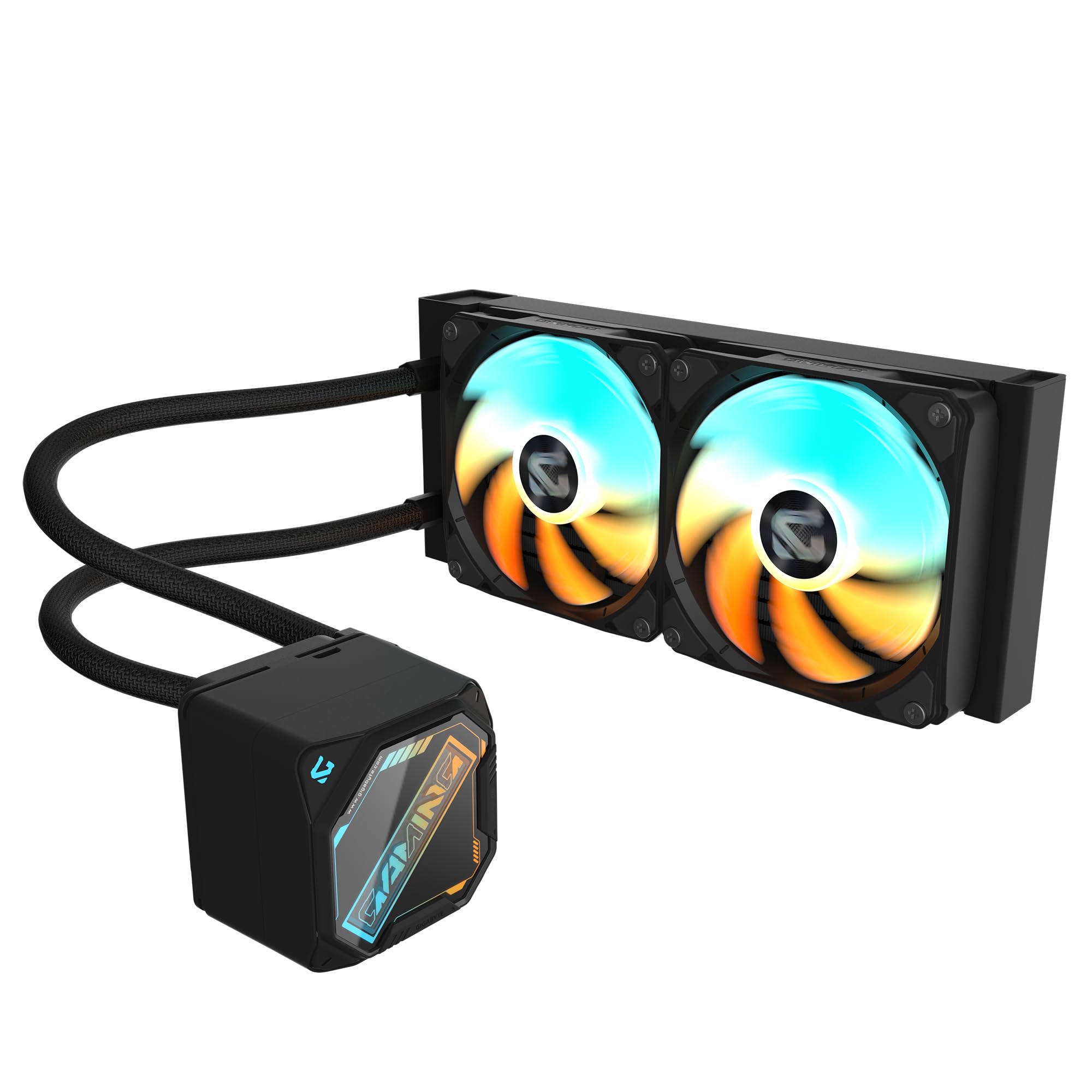 GIGABYTE Chłodnica procesora do gier 240 - wentylator ARGB 2 x 120 mm, mechanizm blokujący, DAISY-CHAIN, Intel LGA 1851 i AMD AM5