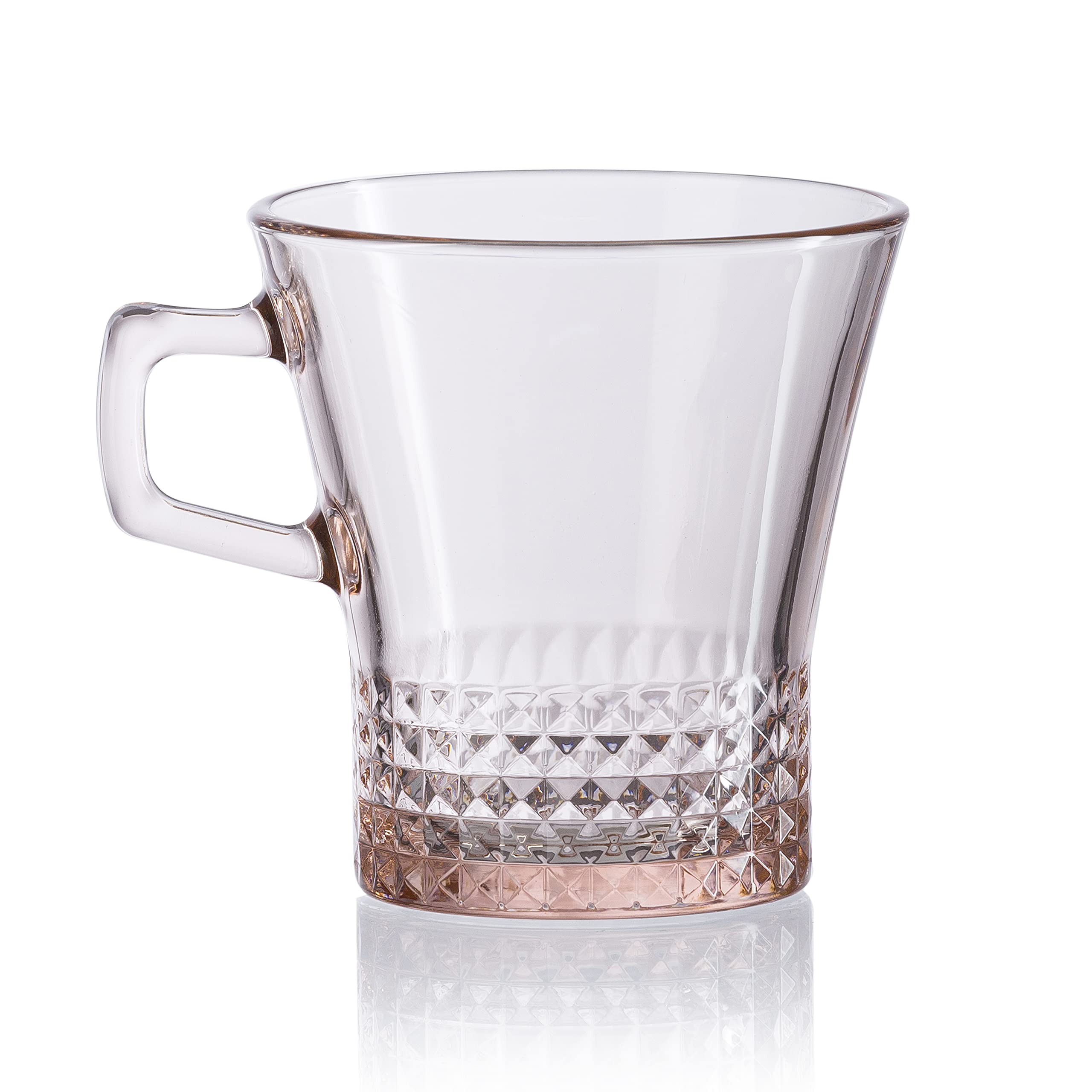 Pasabahce Kuvars Mug from House of Pasabahce The Original Pasabahce from Turkey, Pink Transparent Kuvars Mugs, 250 ml in Set of 6 Pcs, Perfect fit for Tea/Coffee. 2