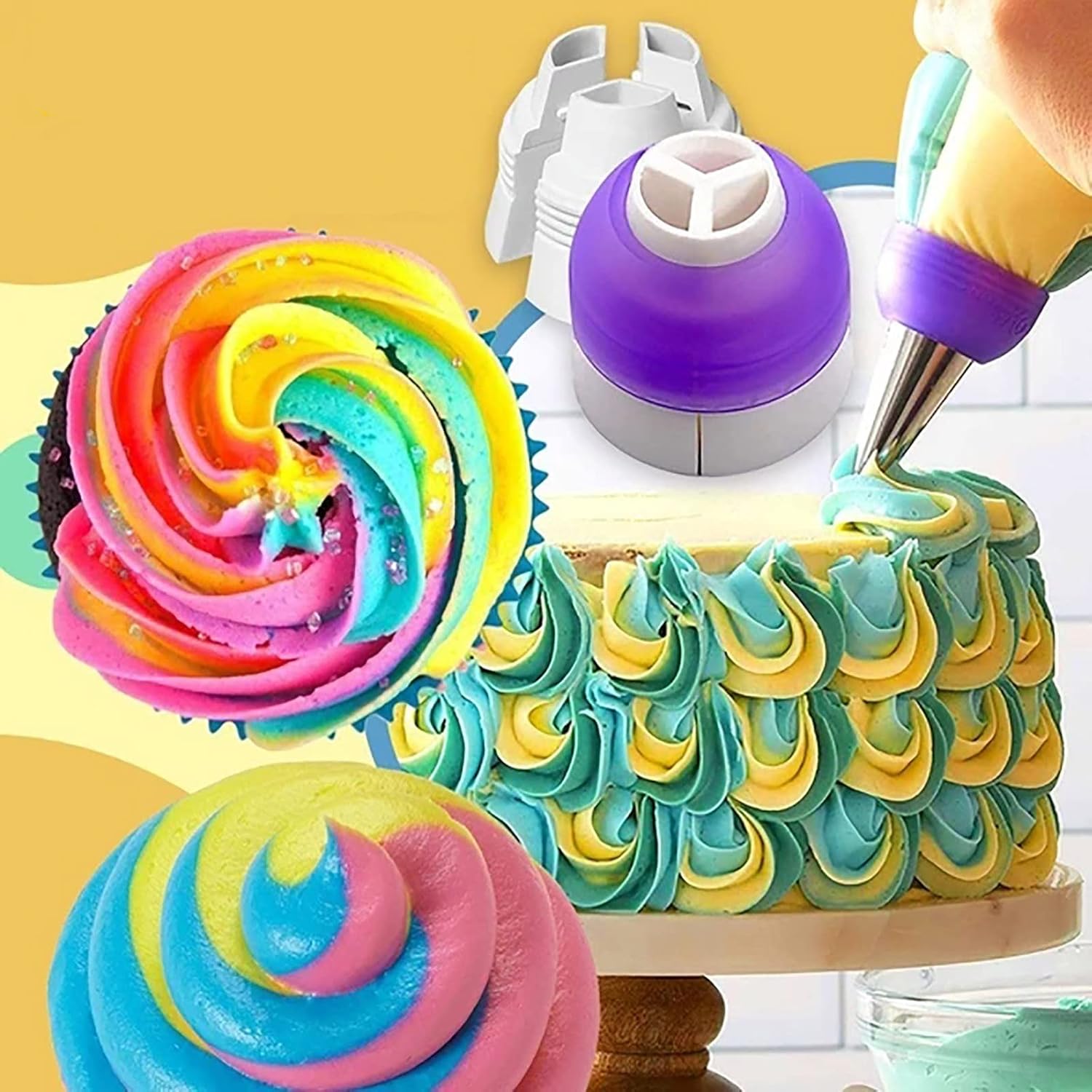 Mllkcao Three Color Couplers Color Swirl Cake Decorating