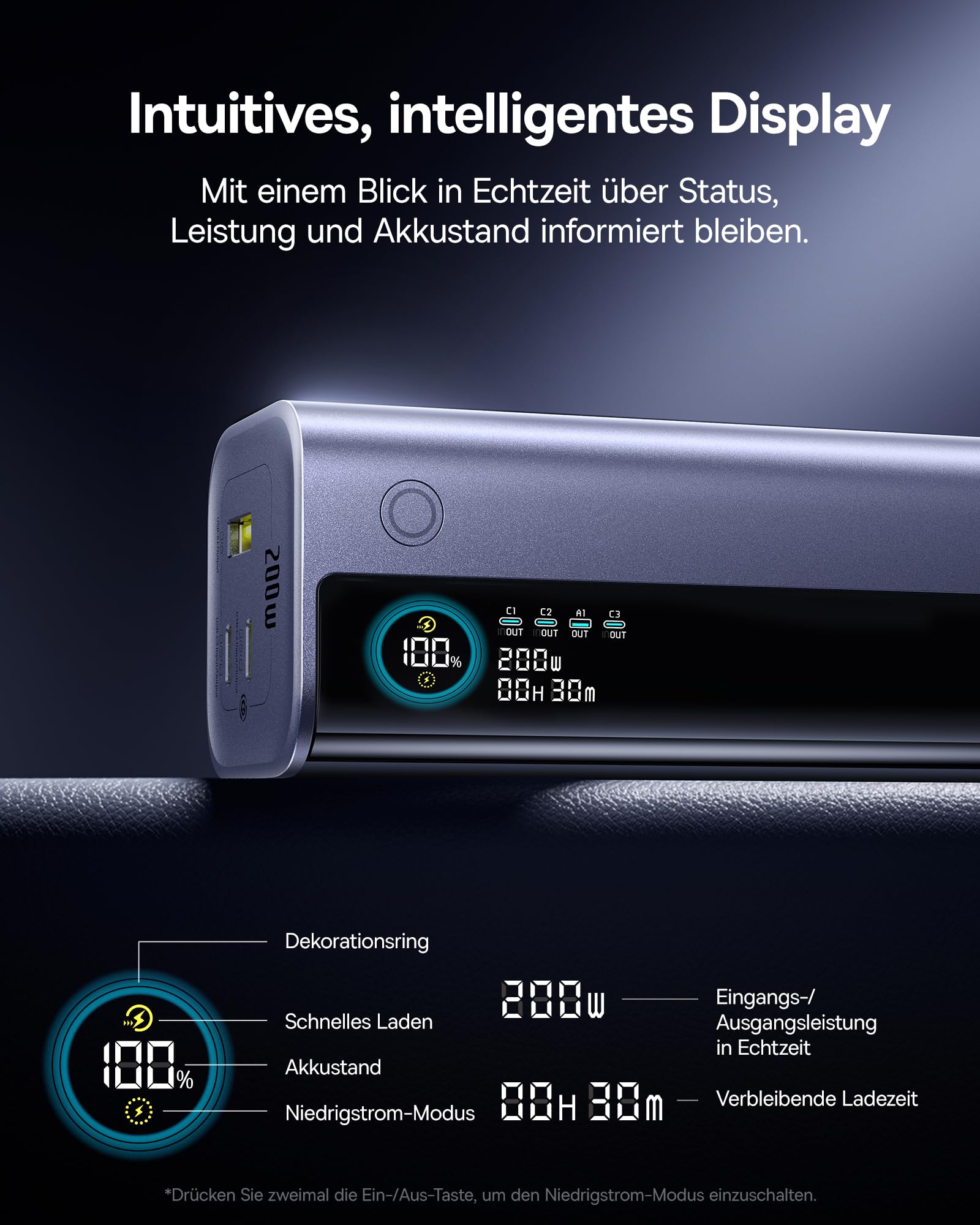 Baseus EnerGeek GR11 Powerbank Laptop 25000mAh, 200W Schnellladen, Power Bank mit 62cm Retractable USB C Kabel, Externe Handyakkus für MacBook Pro, Dell, HP, Samsung Galaxy S26/S25 Ultra, iPhone