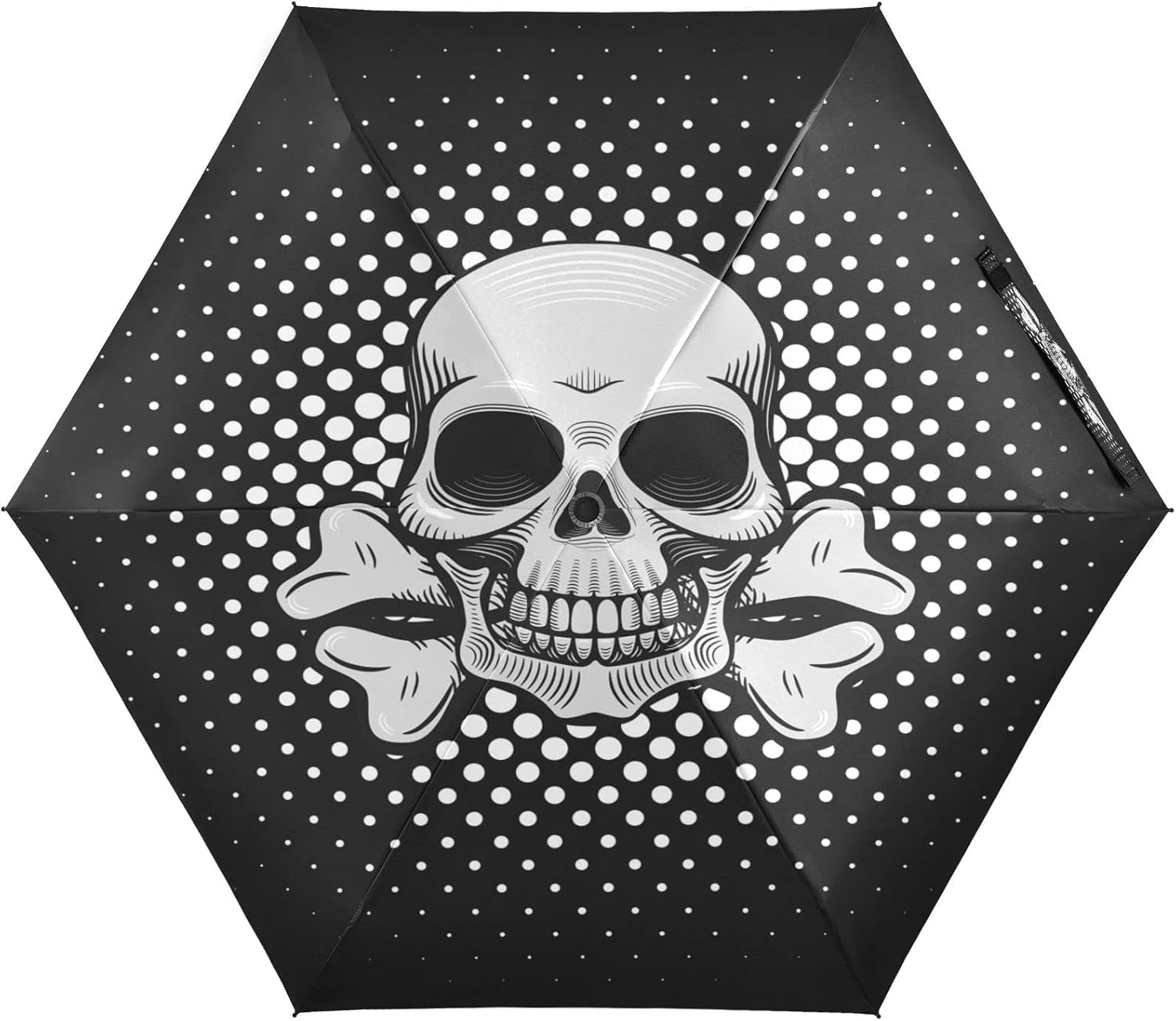 Parapluie anti-UV noir blanc crâne avec protection solaire maximale