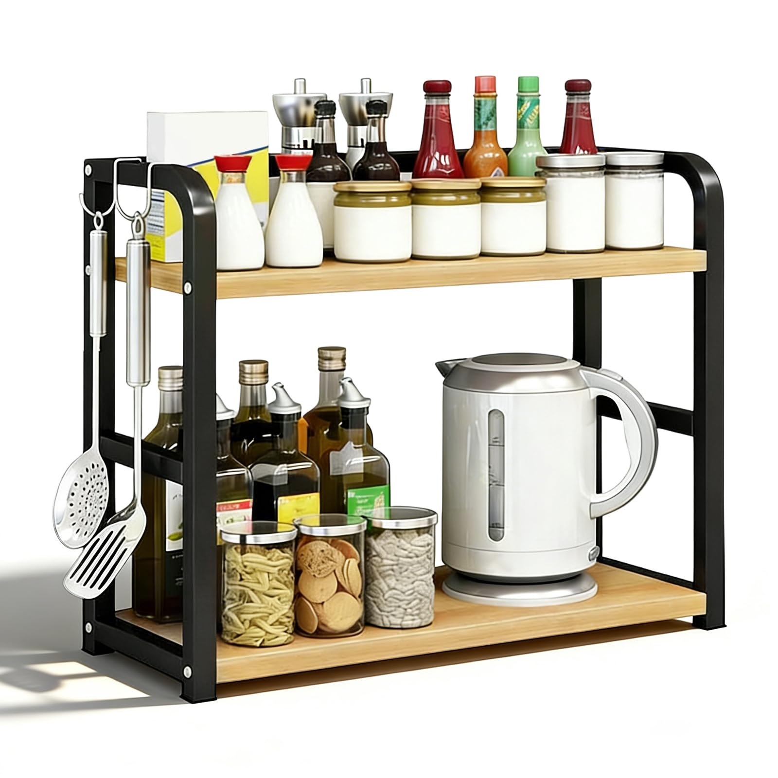 DHSWNNG 2 Tier Coffee Station Organizer, Coffee Condiment Storage Kitchen Countertop Organizer Hot Chocolate Station Stand for Kitchen Office Bathroom
