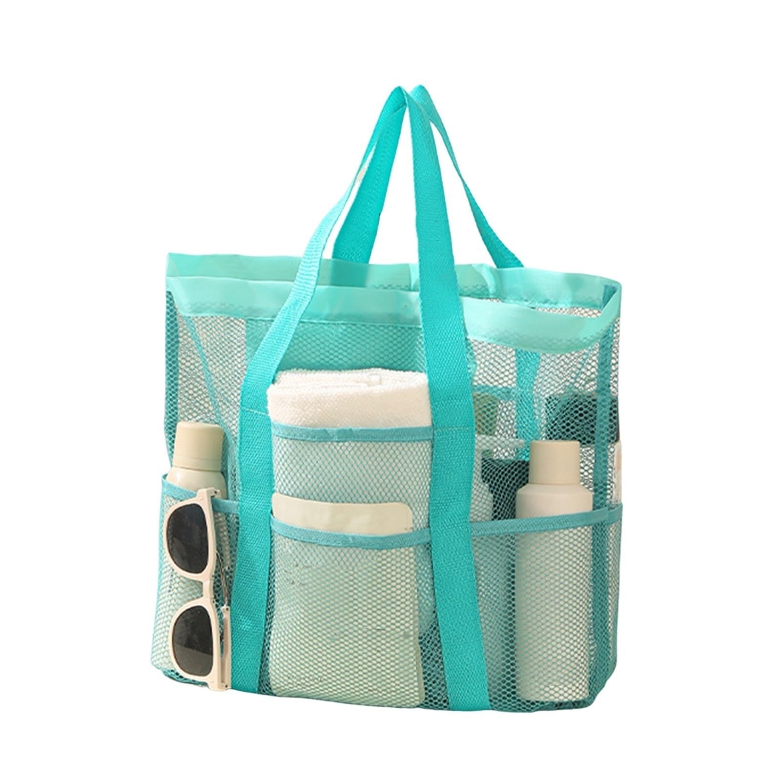 Sac fourre-Tout de Plage pour Femme, Grand Sac de Plage en Maille Nylon, fourre-Tout Multicolore résistant au Sable, Rangement Vacances(Green)