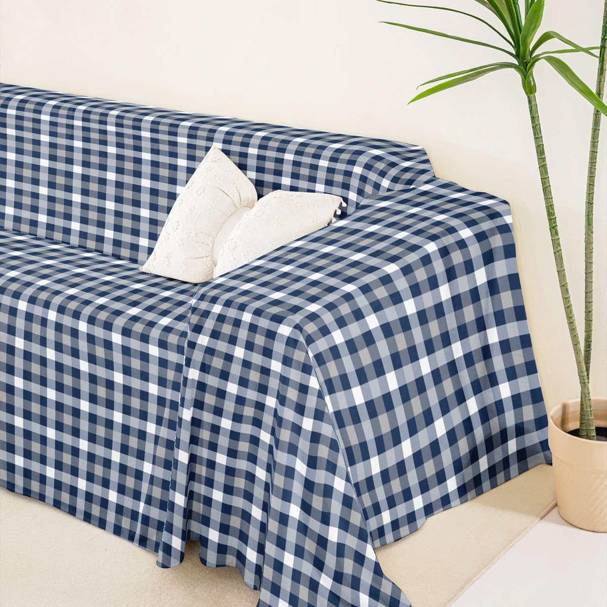 Homewish Housse de Canapé 180 x 300 cm Bleu Ciel Plaid