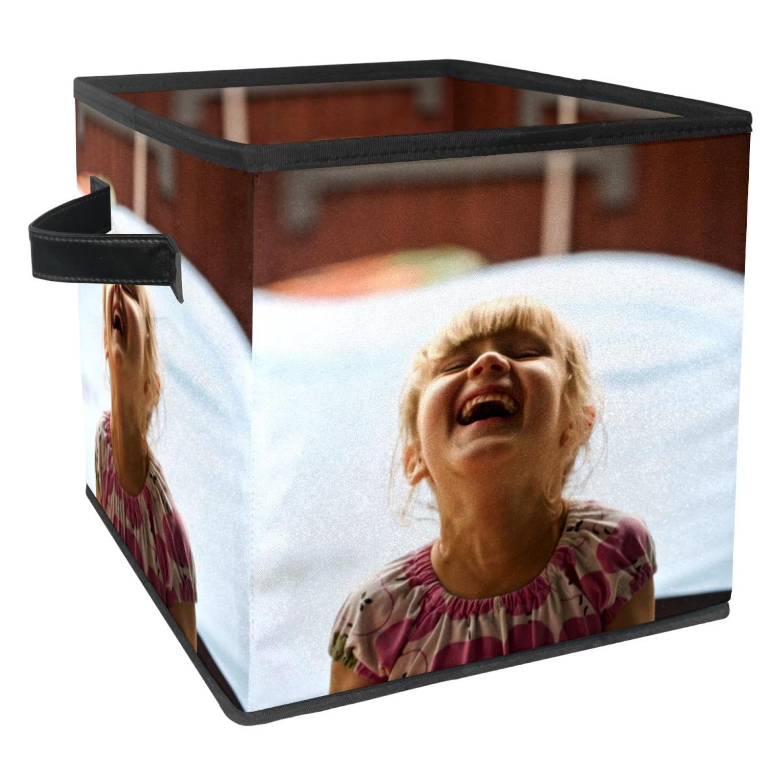 Boîte de rangement pliable motif petite fille qui rit pour livre et jouet