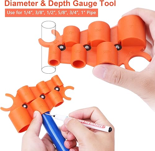 Miniatura 3 de Herramienta de desbarbado de tubo y calibre de profundidad de 14 '' a 1-58 '', herramienta de chaflán de tubería de escariador exterior interior de