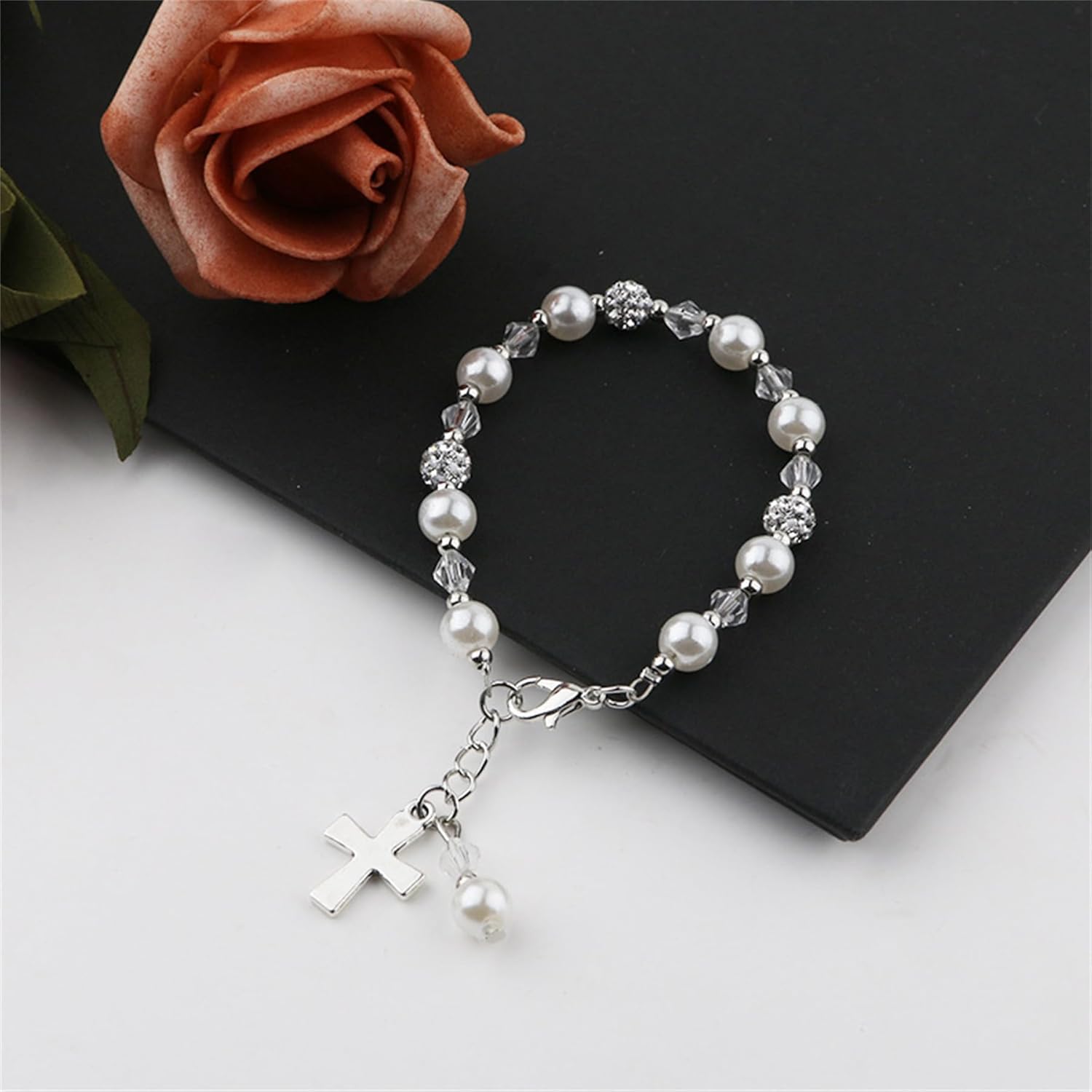 Baby Girl Baptism Outfit Lace Christening Dresses Bowknot Headwear Socks Shoes Cross Charm Bracelet 5Pcs