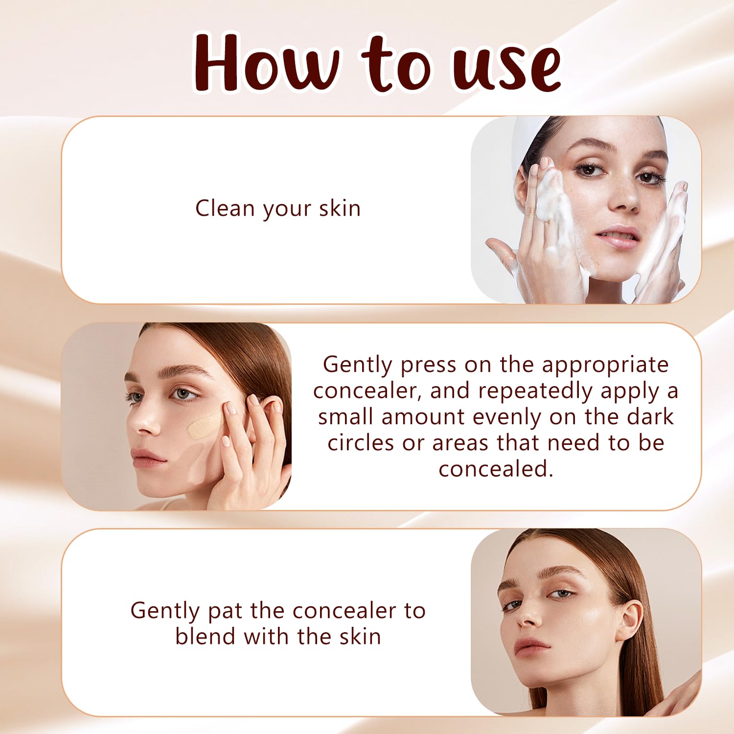 Colored Clay CC Undereye Corrector, Color Corrector for Dark Circles with Brush, CC Undereye Corrector, Conceal & Brighten Dark Circles, Under Eye Hydrating Concealer for Women (Light-Medium Peach) - Image 6