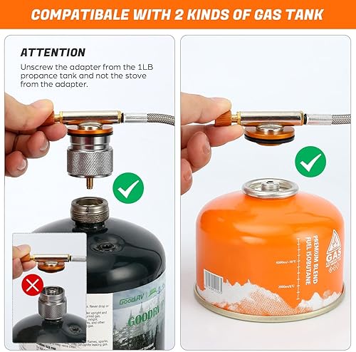 Miniatura 2 de Odoland Estufa de campamento a prueba de viento de 3500 W/6800 W, estufa de gas con adaptador de recipiente de combustible, encendido