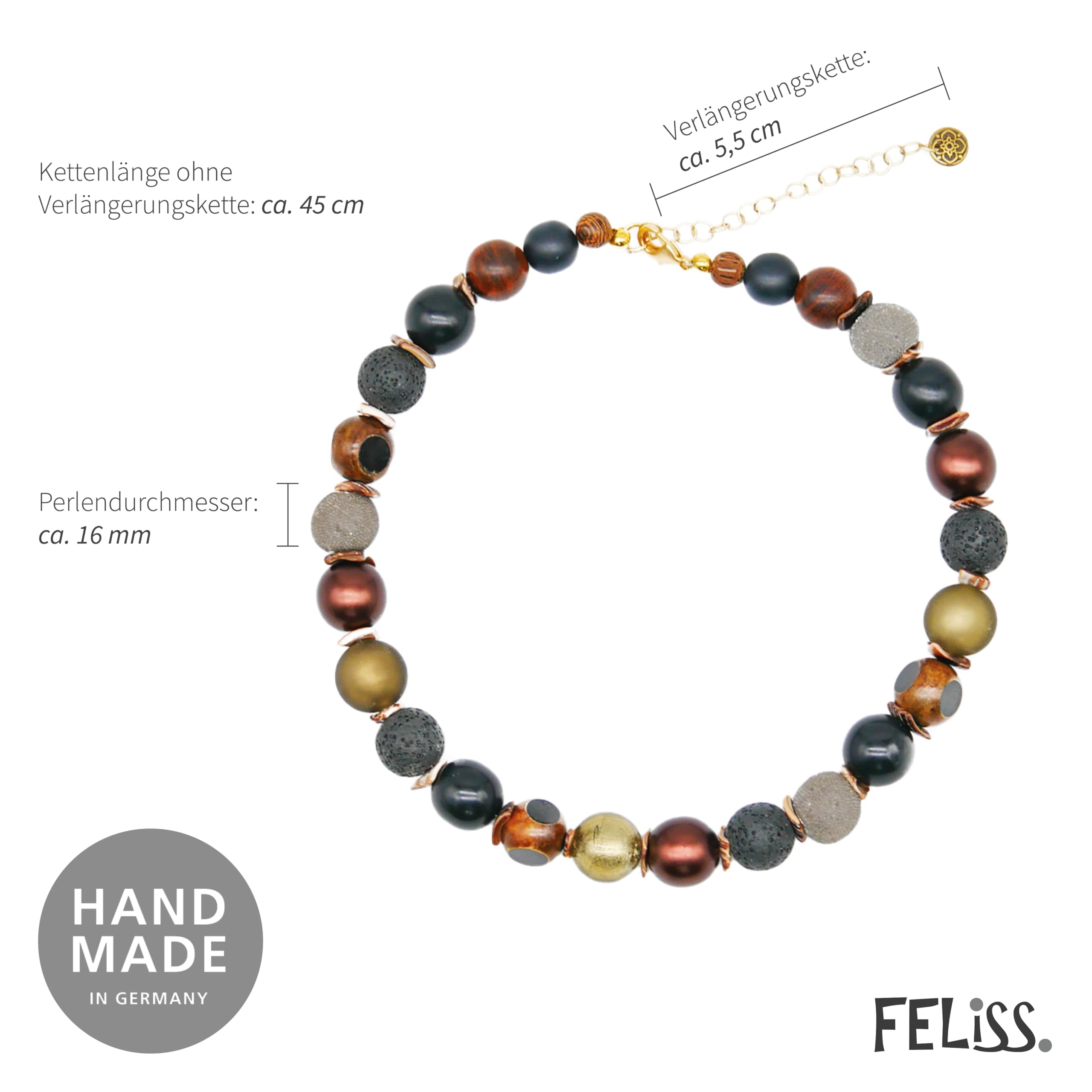 Perlenkette Halskette Damen Handmade 45 cm Statement Kette
