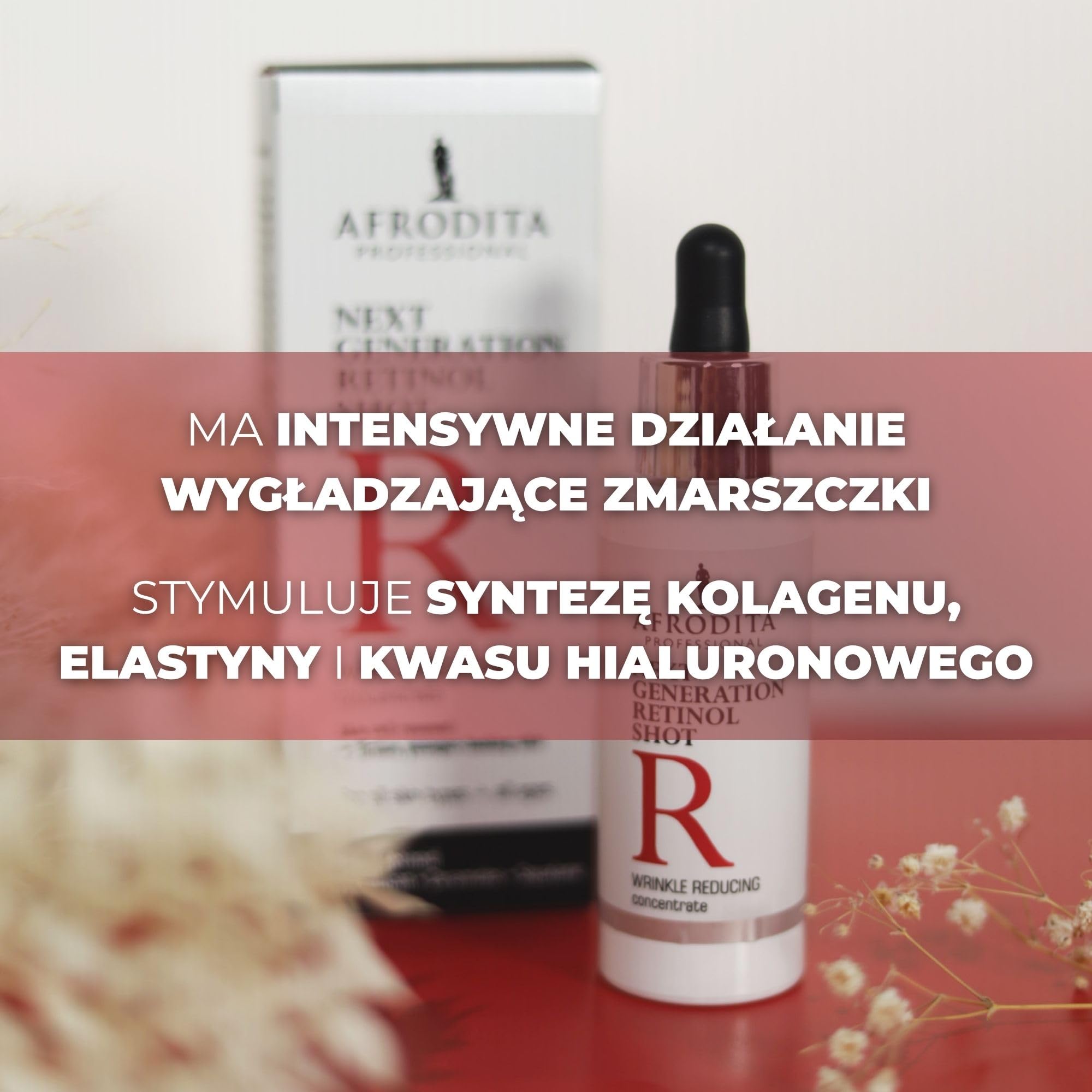Afrodita Professional Next Generation Retinol Shot serum do twarzy 0,1% HPR retinoid, przeciwzmarszczkowe serum przeciw porom i plamom pigmentowym, z ceramidami beta-glukanem, skwalanem, bez perfum