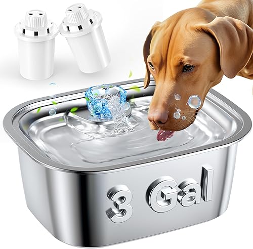 Miniatura 1 de Dog Water Fountain, 3 Gallons11L Stainless Steel Dog Water Dispenser for Pet Water Fountain with 2 Pack Vertical Filter,Large Capacity Automatic