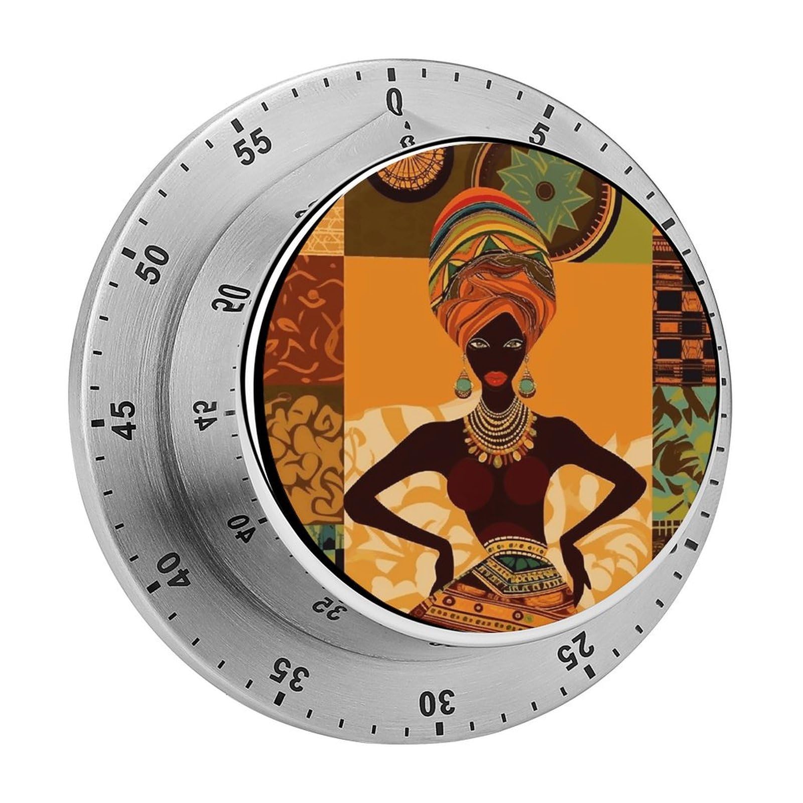 African Woman Visual Timer Cute Desk Timers No Batteries Required Magnetic Indoor Countdown Timers Loud Alarm Exquisite Manual Time Timer Clock for Gift