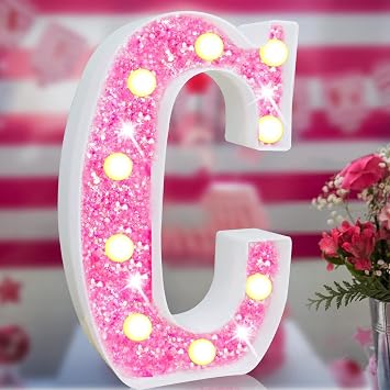 LED Marquee Letter Lights, Light Up Letters Glitter Alphabet Letter Sign Battery Powered for Night Light Birthday Party Wedding Girls Gifts Home Bar Christmas Decoration