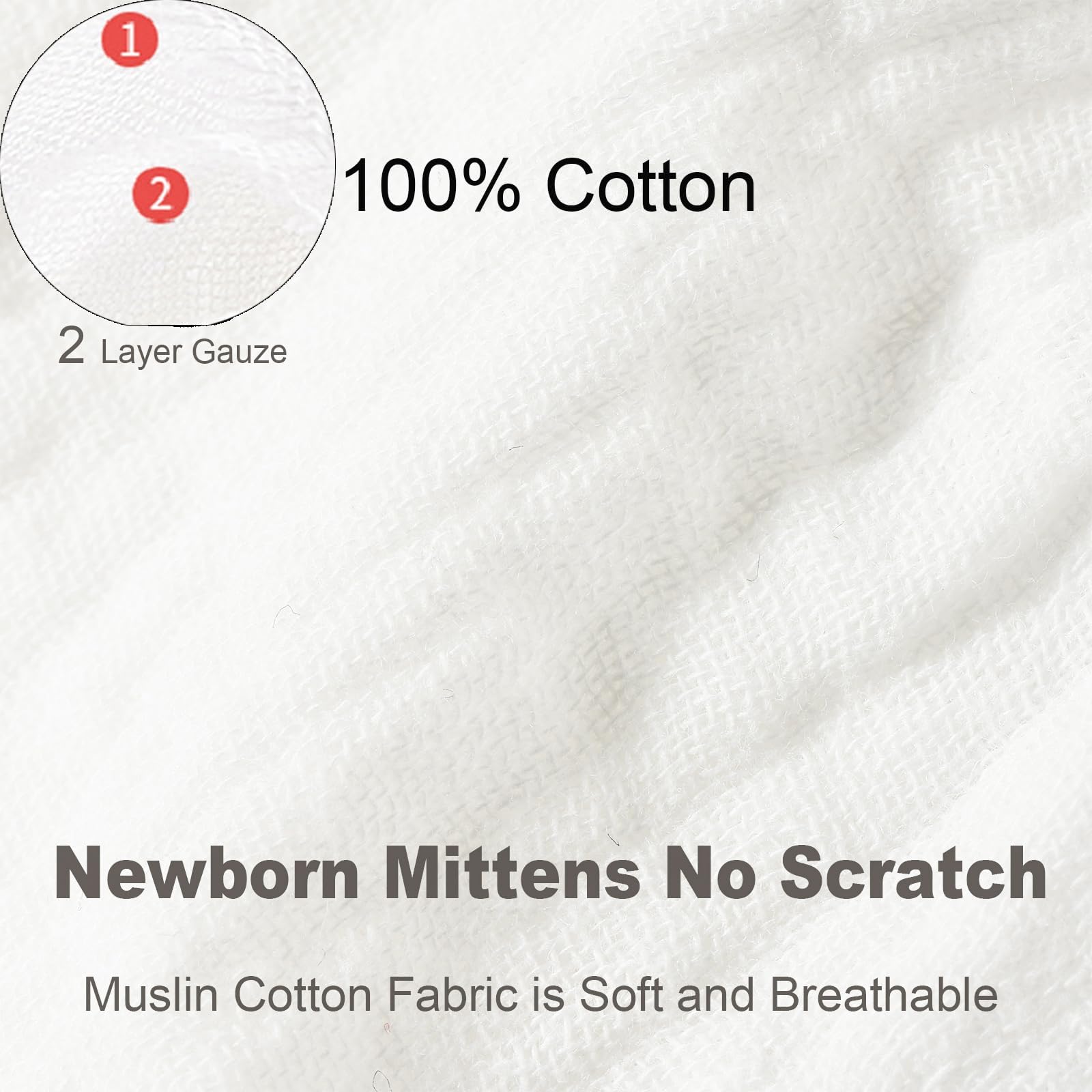MOMSMENU Newborn Mittens No Scratch Muslin 100% Cotton Mitts Boy's girl's baby mittens 0-6 months 6 Pack