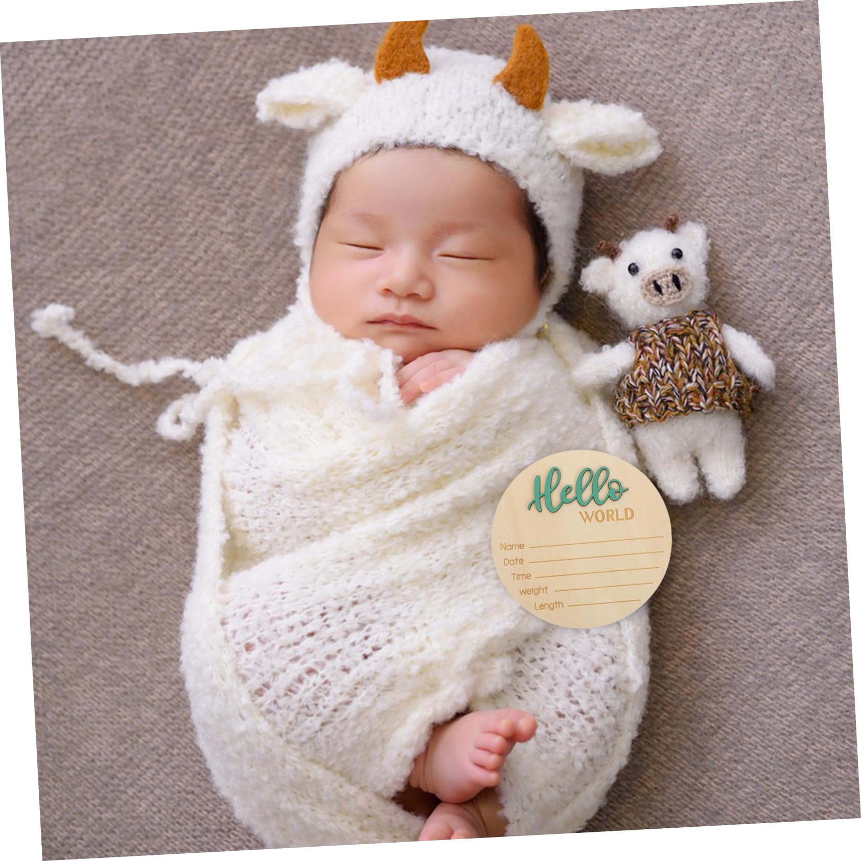 Totority Baby Wooden Sign Newborn Announcement Photo Prop Round Birth Announcement Name Sign