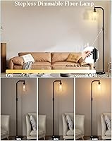 Vista 2 de Lightdot Lámpara de pie de vidrio de 63 pulgadas para sala de estar, lámparas altas modernas de pie regulables con pantalla de vidrio transparente