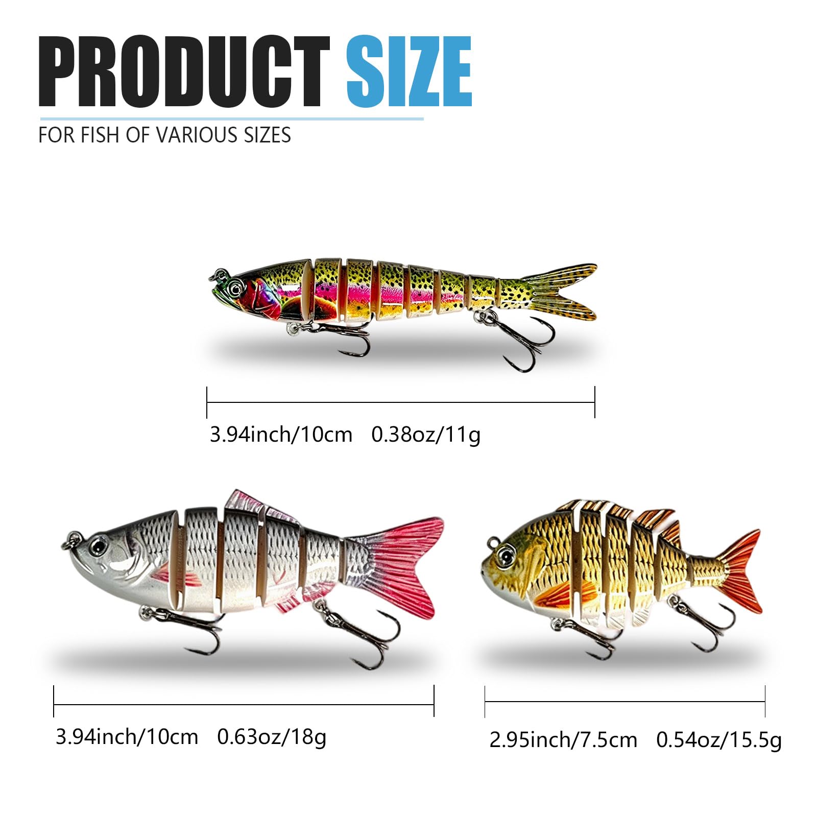 Lebensechte Angelköder für Barsch, Hecht, Zander, Crappie, Jointed Swimbaits, langsam sinkende Angelköder für Süß- und Salzwasser, mit Angelbox, tolles Geschenk für Männer und Familie, 6 Stück