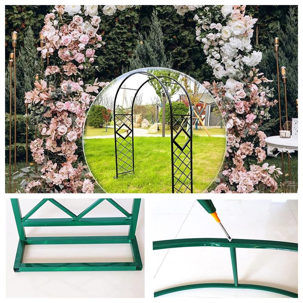 Arco in metallo marrone per piante rampicanti, addensato, decorazione per cerimonia nuziale, decorazione per prato e giardino, sfondo per feste e vacanze (W200 x H230 cm)