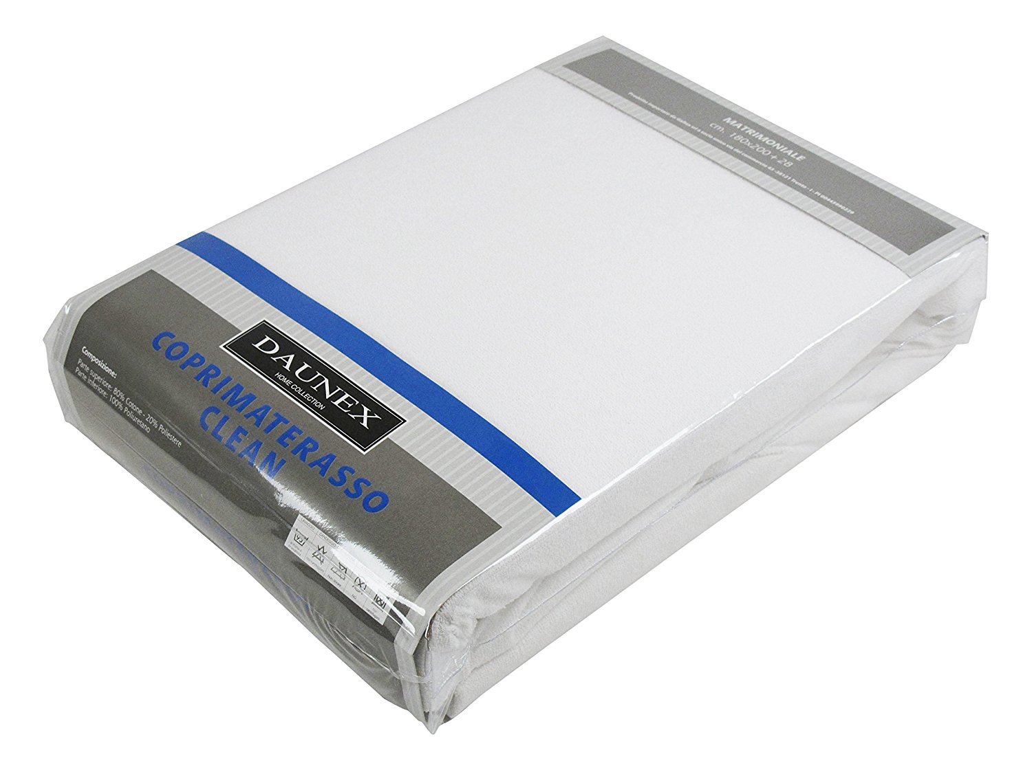 Daunex COPRIMATERASSO Impermeabile ANTIACARO Clean, Cotone/Poliestere/Poliuretano, Bianco, Matrimoniale