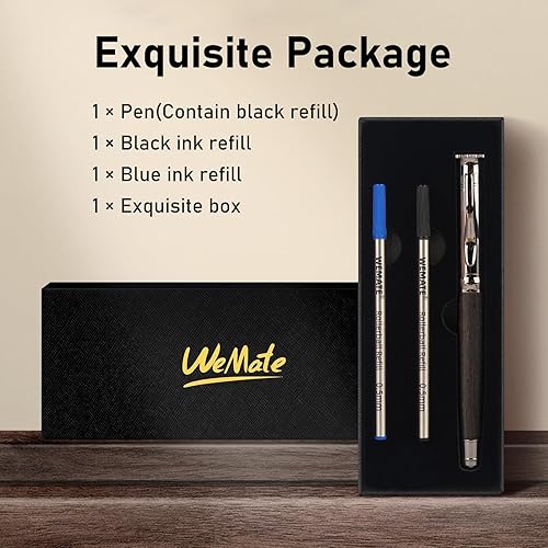 Miniatura 7 de WEMATE Juego de bolígrafos de madera, 2 repuestos de tinta adicionales (1 negro y 1 azul), bolígrafo de escritura elegante, bonito regalo de oficina
