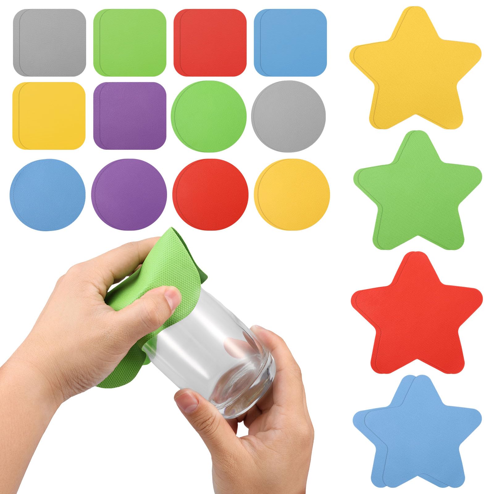 32Pcs Jar Opener Gripper Pads Rubber Bottle Lid Opener Gripper Anti Slip Heat Proof Jar Grippers Pad With Honeycomb Texture for Senior With Weak Hand(colour,32pcs)