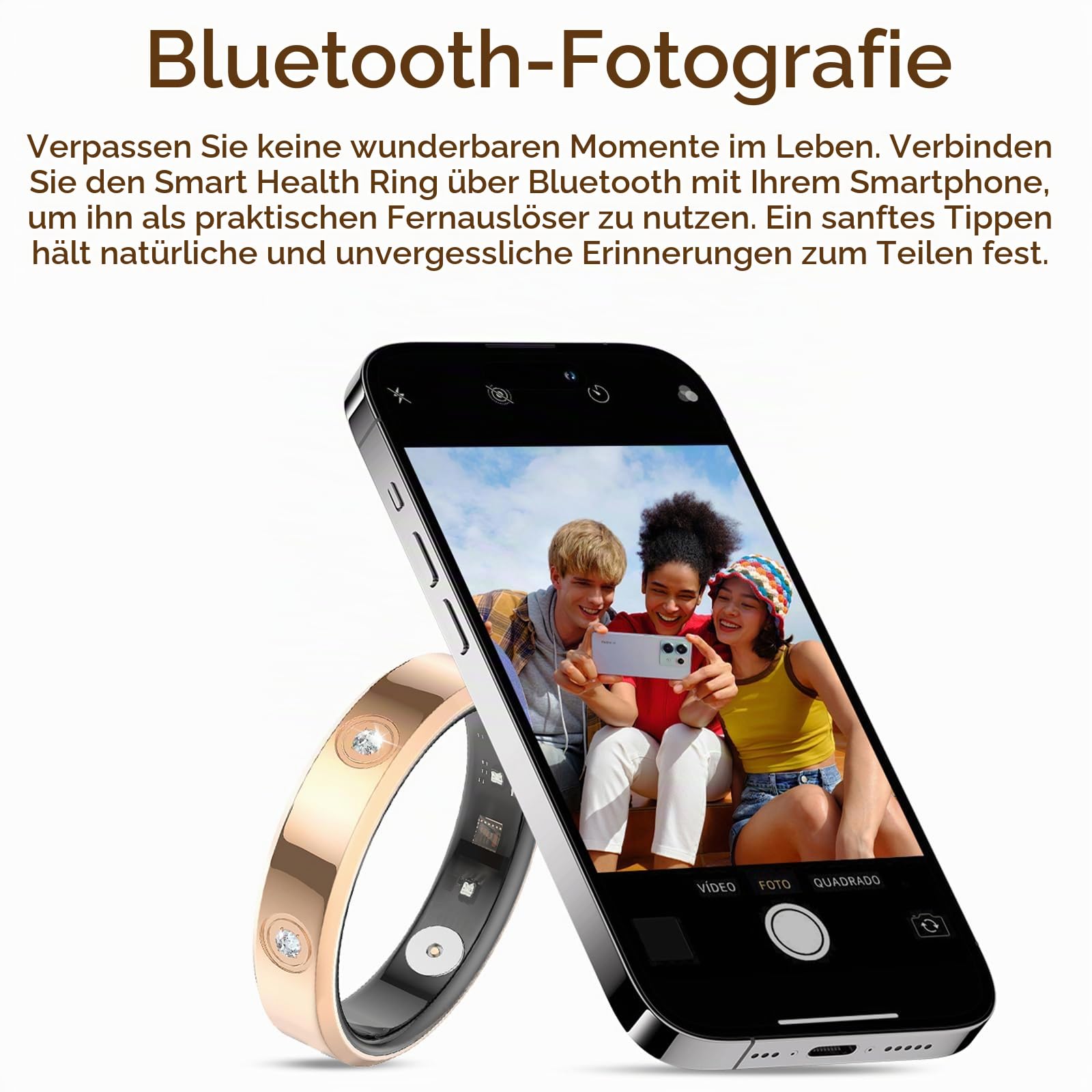 Smart Ring Damen Herren Rosegold Silber Fitnessring für Damen Schmal Menstruation Herzfrequenz Schrittzähler Schlafmonitor Schmuck Ring Smart Fitness Ring Kalorien Aktivitätstracker Android iOS