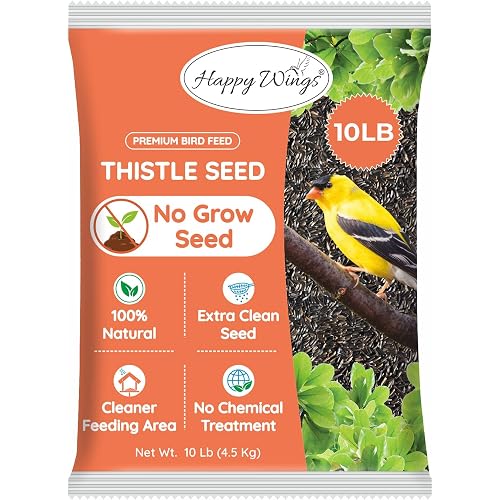 Happy Wings Nyjer/Thistle Seeds Wild Bird Food - 10 Pounds I No Grow Seed I Bird Seed for Wild Birds