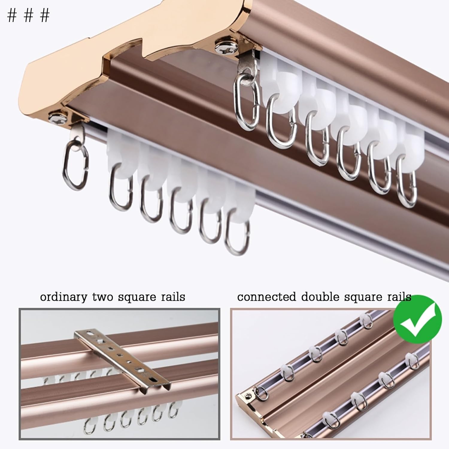 Double Ceiling Curtain Track with Smooth Gliding Aluminum Rails, Adjustable Hooks & Noise-Free Design, Ideal for Studio, Room Divider, Window Wall or Office Use(4.1m(13.5ft))