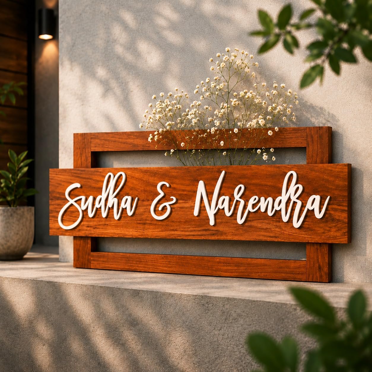 Personalized Door Name Plate for Home Entrance - 15X7 inch Wooden with 3D Letters - Ideal for Office, and Outdoor Entrances - Perfect as a Gift | Name plate for home entrance | Acyrlic | Beautiful Home Decor-image-36