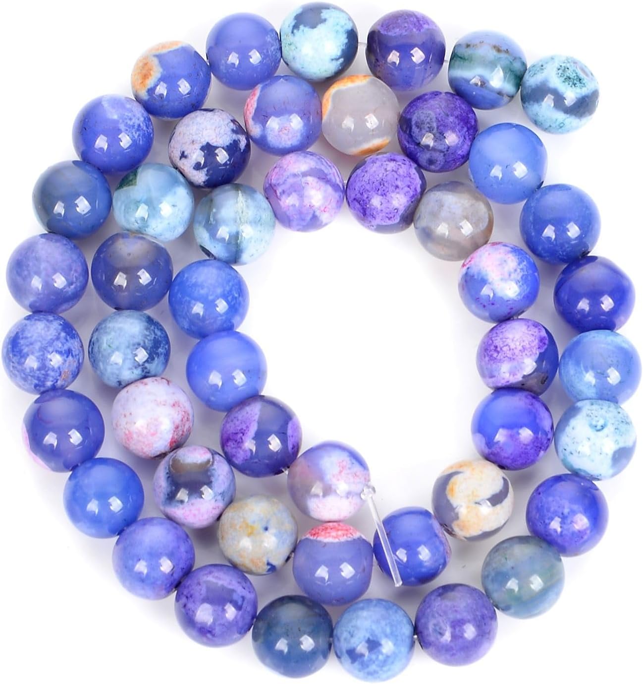 46PCS 8mm Natural Purple fire Agate Stone Round Beads Gemstone Loose Spacer Beads for Jewelry Making DIY Bracelet Necklace