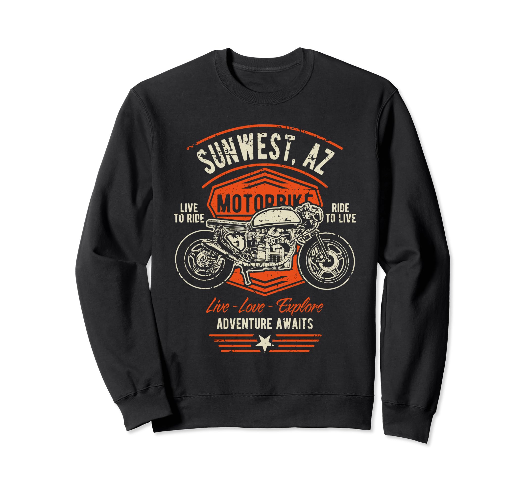 Sunwest AZ USA Distressed Style Motorcycle Design Sweatshirt