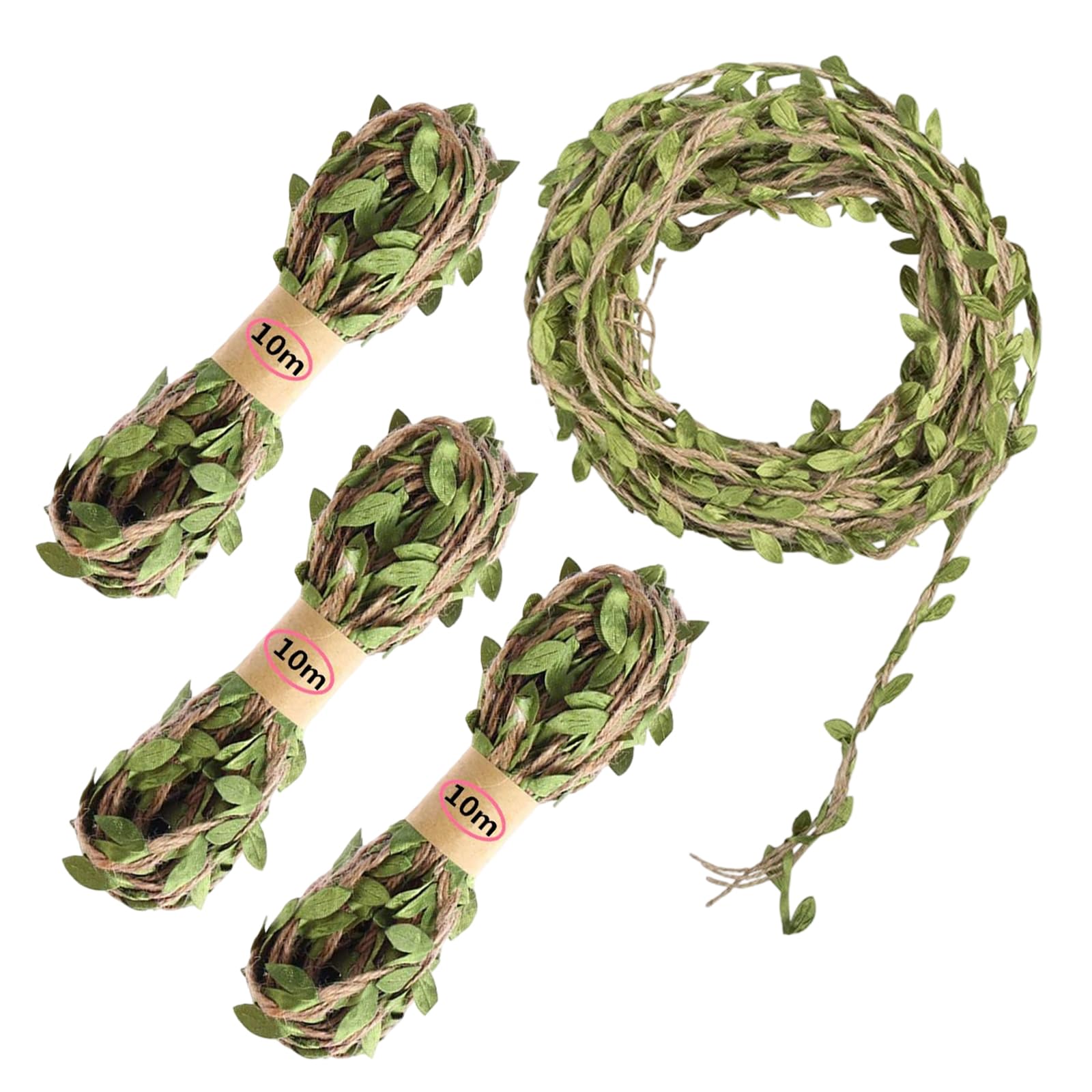 3 Bundles Jute Rope for Craft, 10m Long Burlap Leaf, Natural Wall Hanging Jute Vine Twine with Artificial Green Leaves for Rustic Wedding,Home,Garden,Jungle Party Decorations and DIY Crafts Decor-image-32