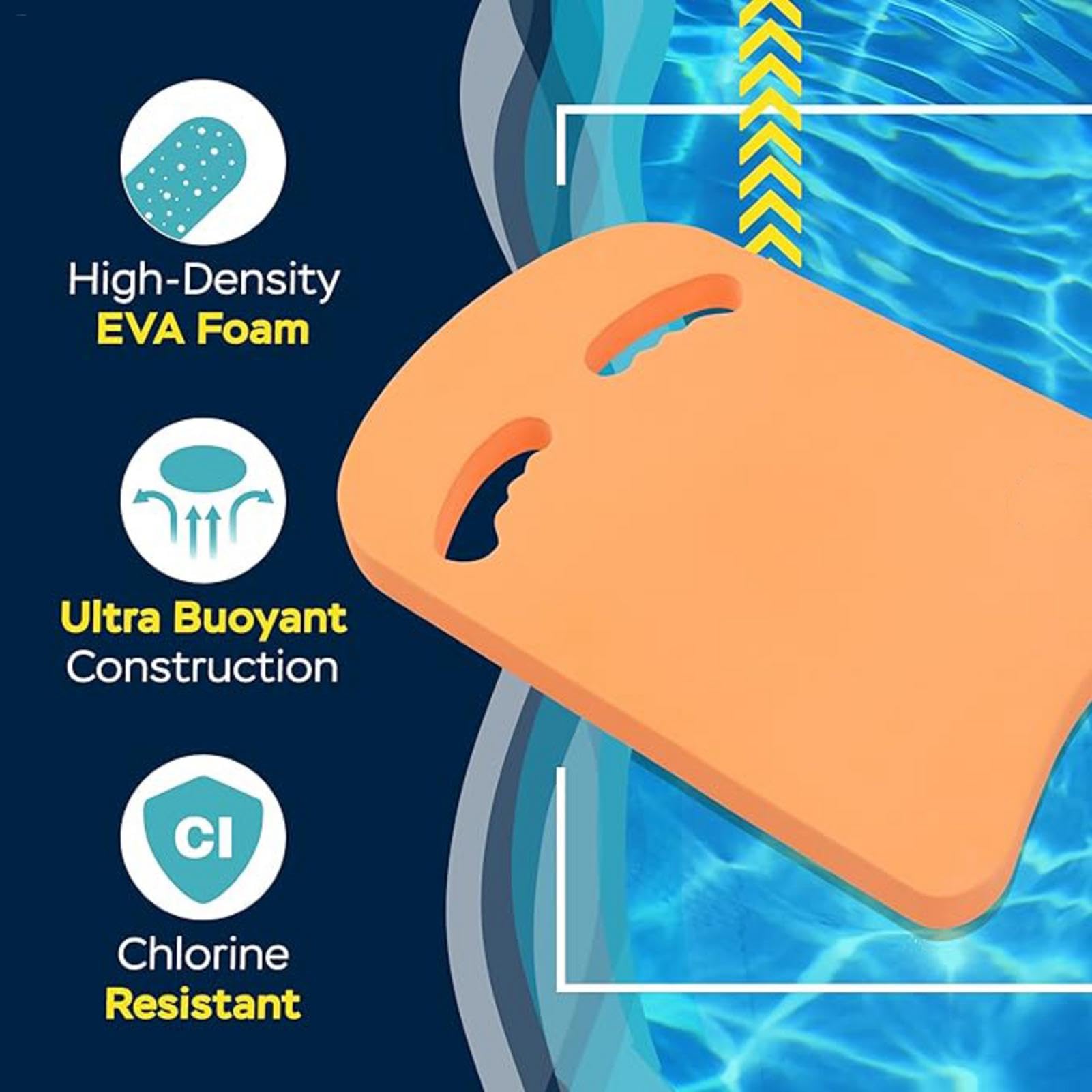 Tavoletta Da Nuoto In EVA – 44x29x3,5 Cm, Galleggiante Per Allenamento, Sicurezza In Piscina E Spiaggia, Adatta A Bambini E Adulti - 4