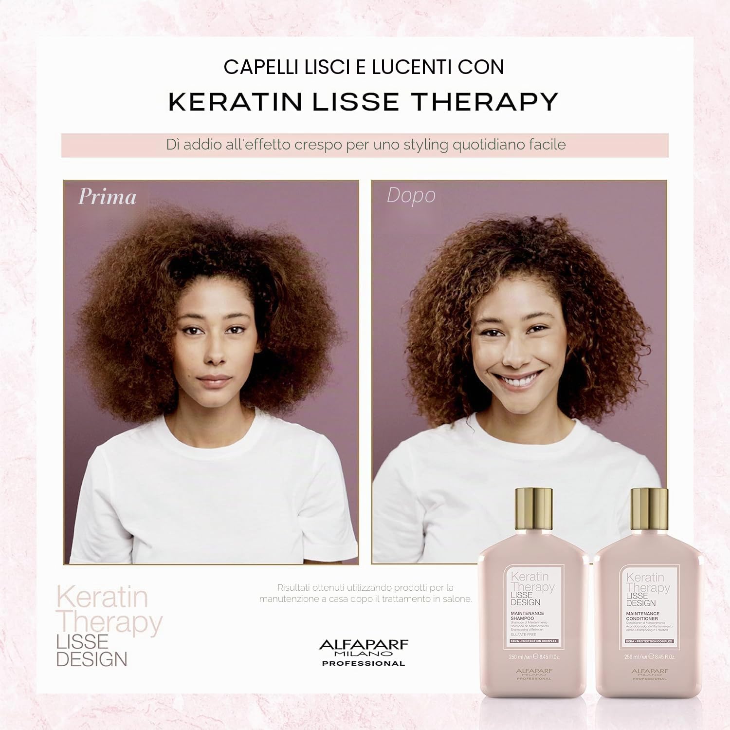 Alfaparf Milano Keratin Therapy Lisse Design, Shampoo di Mantenimento a Base di Cheratina e Collagene Vegetale, Deterge e Districa i Capelli, Prolunga i Risultati Post Trattamento Lisciante, 250ml