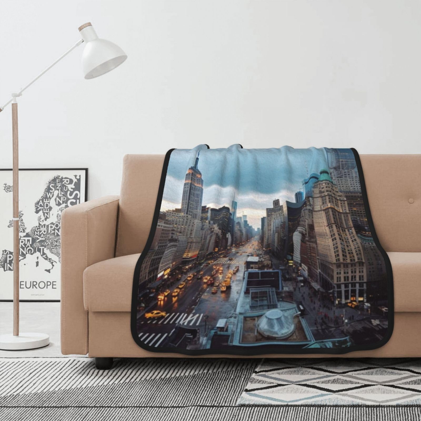 Couverture flanelle New York City douce double face de qualité supérieure