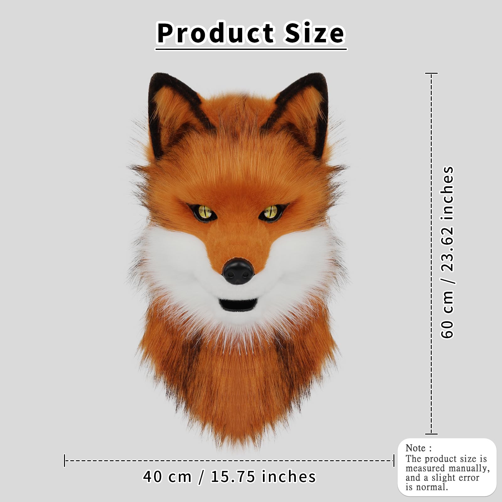 PPFINE Animal Faux Fur Wolf Dog Furry Full Head Mask Cosplay Costume Accessories for Halloween Party, Foxwhite - Image 3