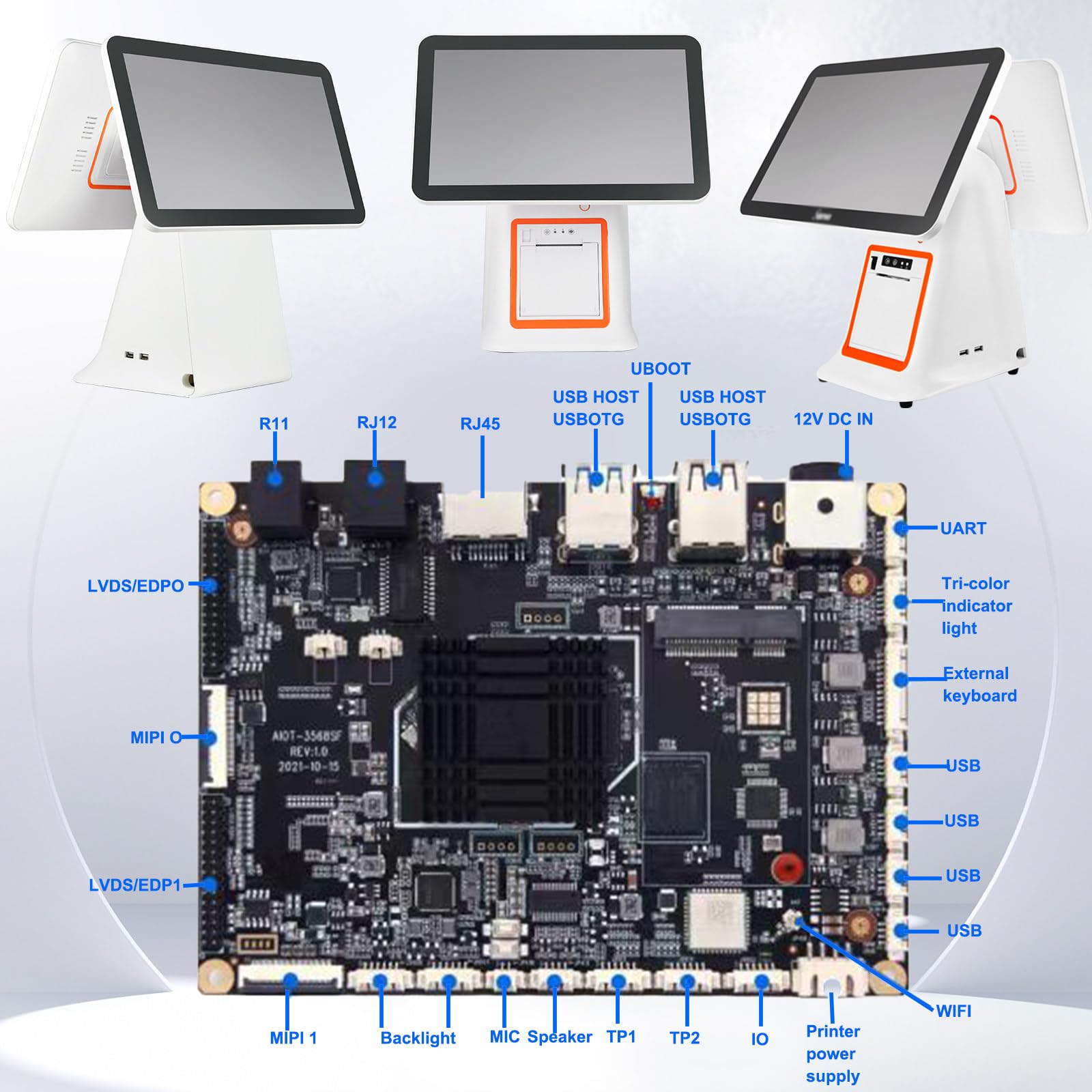 All-In-One-Smart-Kassen-Pos-System, Kassensystem Für Gastronomie & Einzelhandel, 15,6-Zoll-Verkaufskasse Mit Dual-Touchscreen, Für Pc-Pos Für Einzelhandel Und Gastronomie White-B