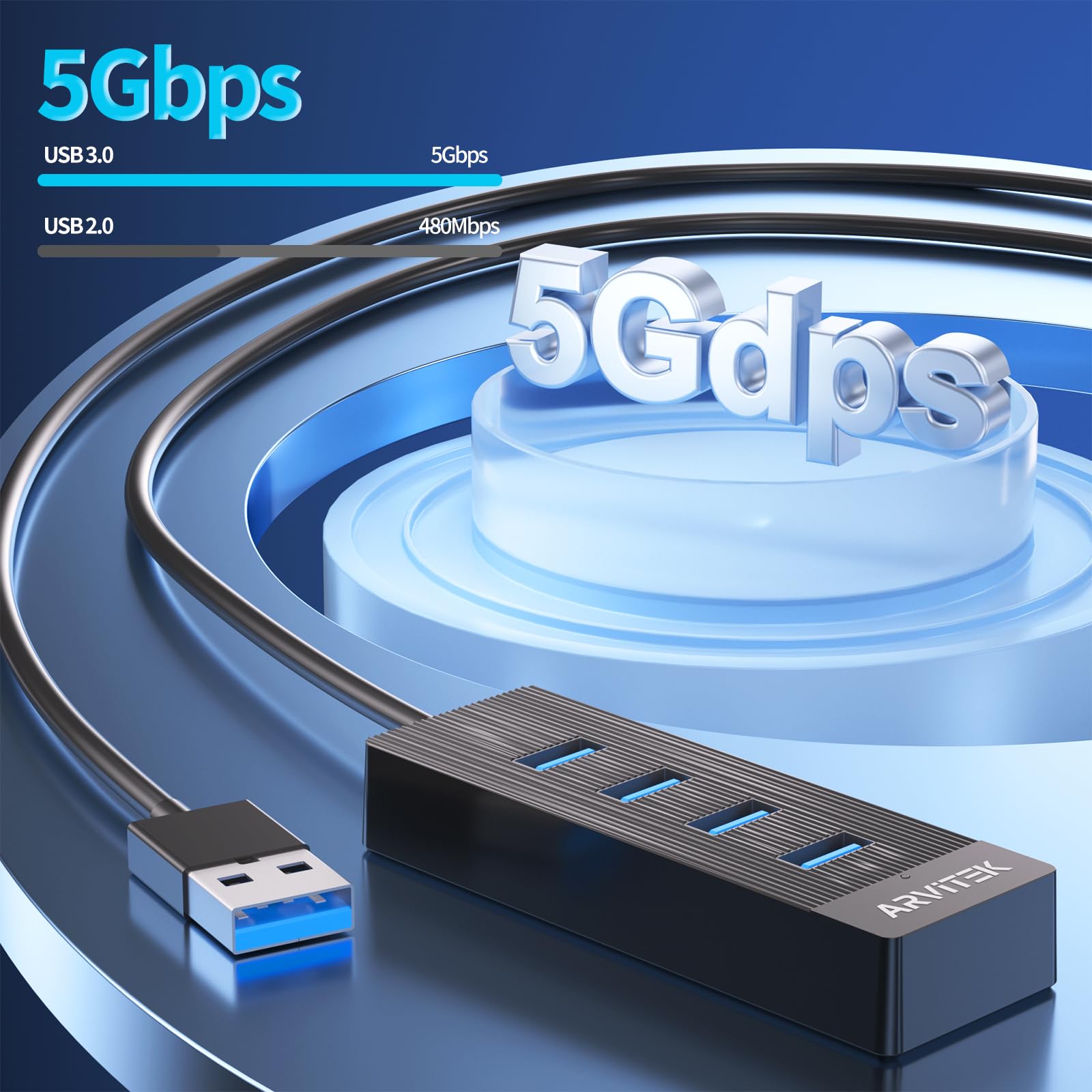 Hub USB 3.0 4 porte 3 m desktop 5 Gbps - Dettaglio