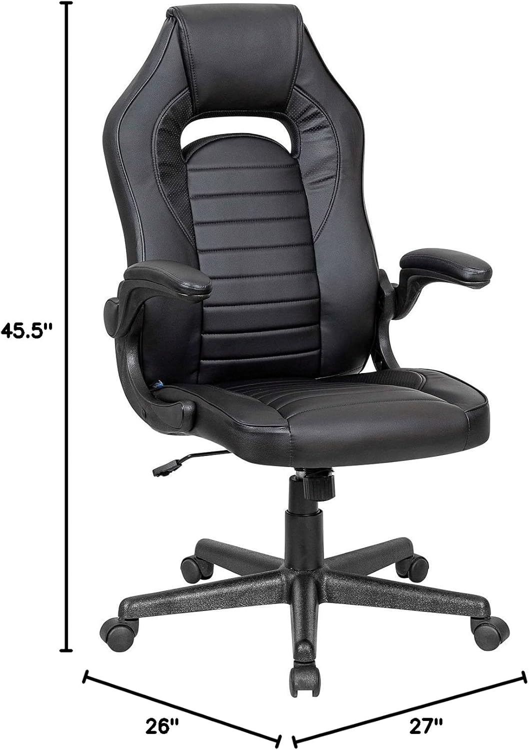 Global Industrial Racing/Gaming Chair, Mid Back, Synthetic Leather, Black