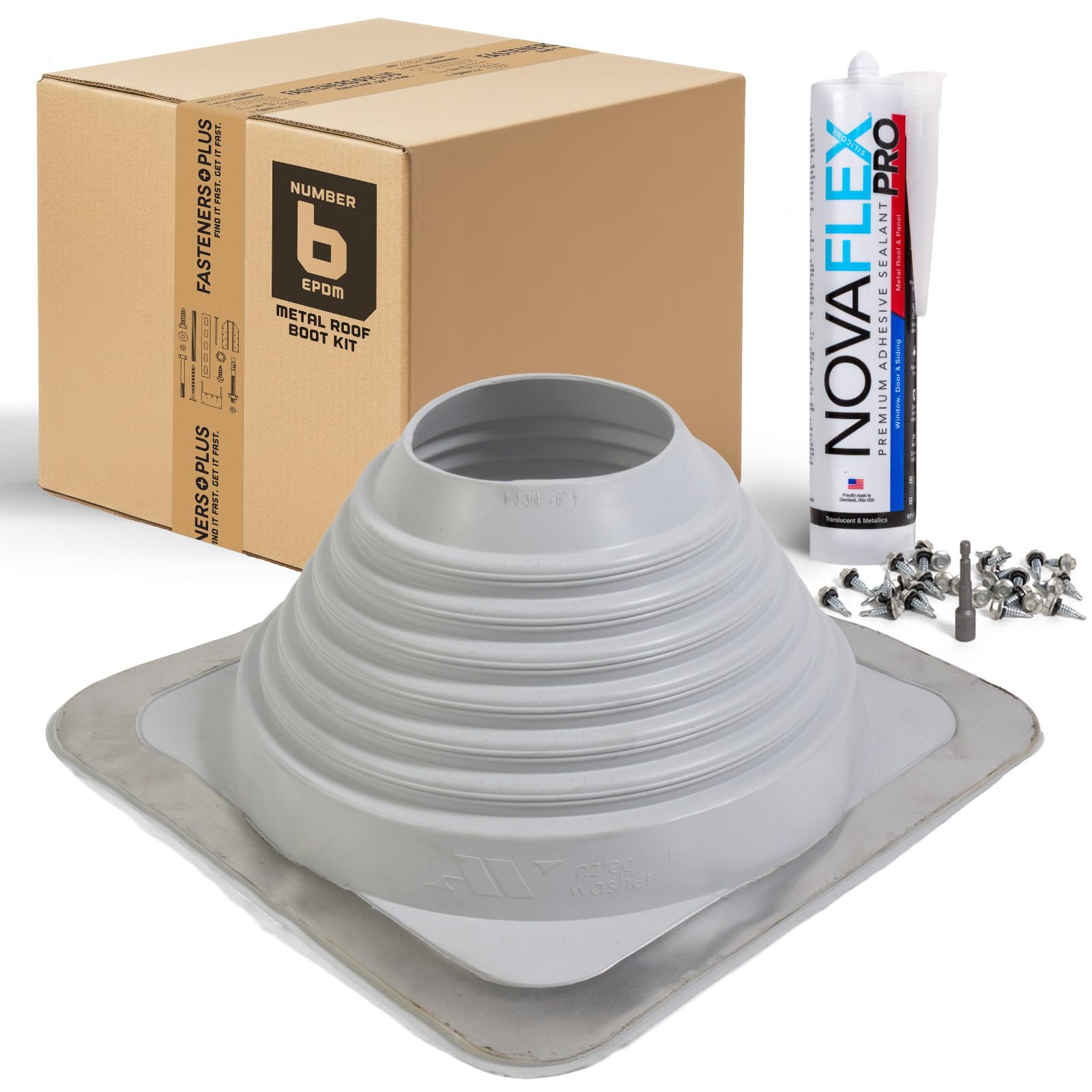 Fasteners Plus #6 Square EPDM Metal Roof Pipe Flashing Boot