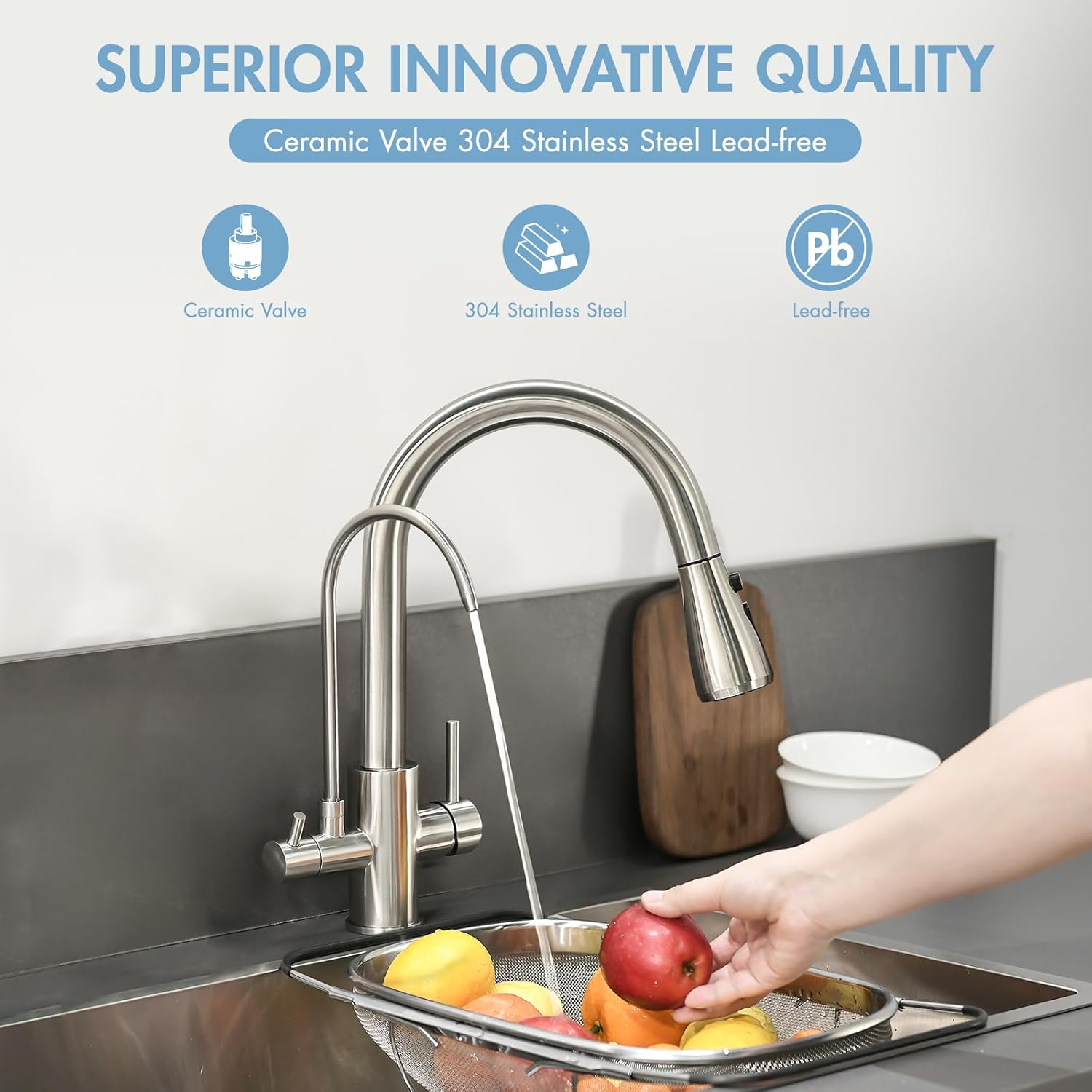 GIMILI 3 in 1 Kitchen Faucet with Under Sink Water Filter System, Reduces Lead, Chlorine, Bad Taste & Odor, Kitchen Sink Faucet with Drinking Water Faucet